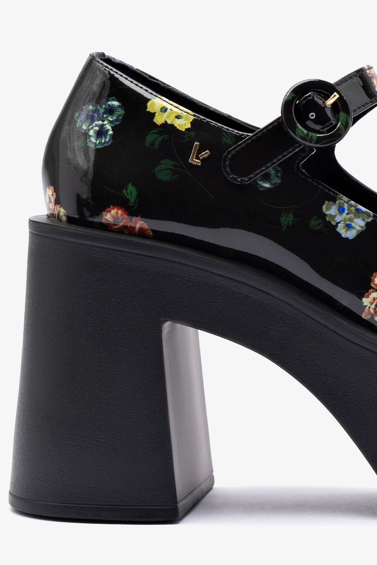 Larroudé x Libertine: Scarpin Plataforma Olivia Couro Verniz Estampado Preto - Image 4