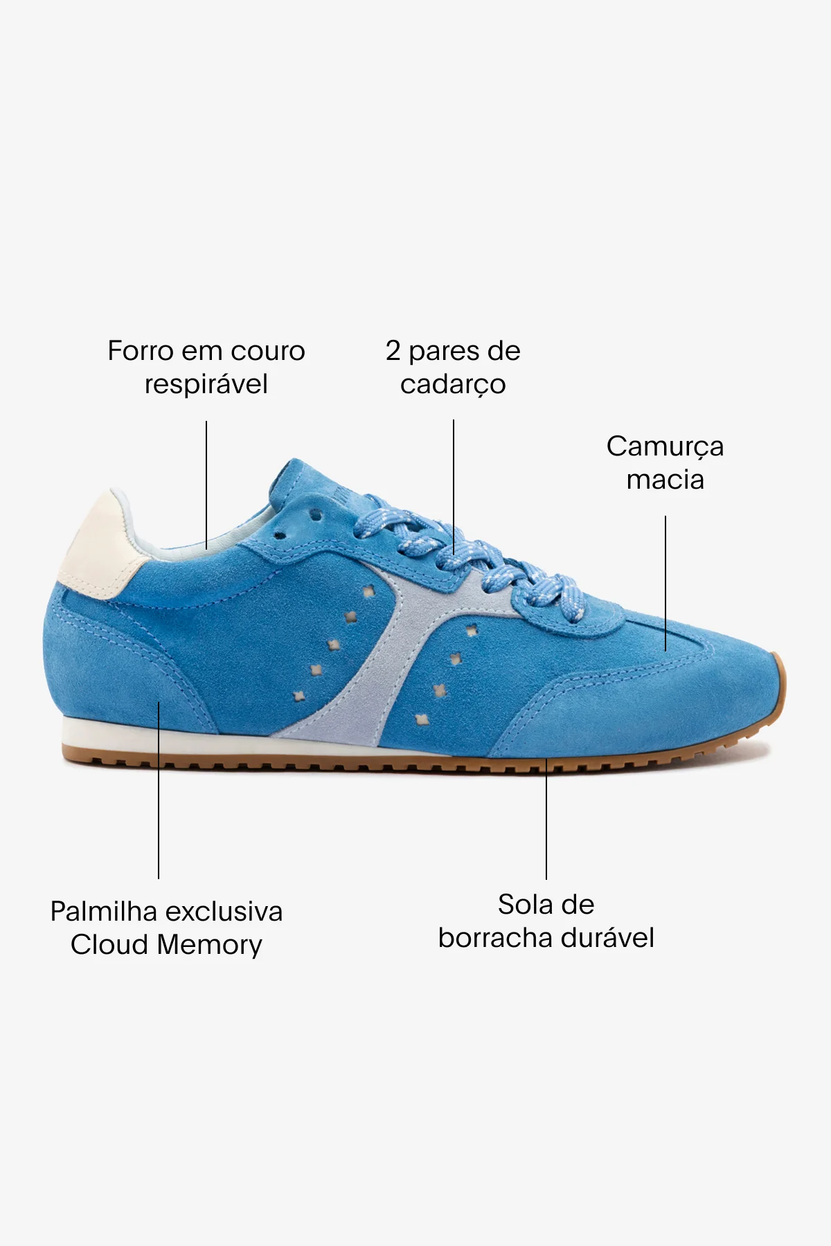 Tênis Stella Camurça e Couro Azul - Image 5