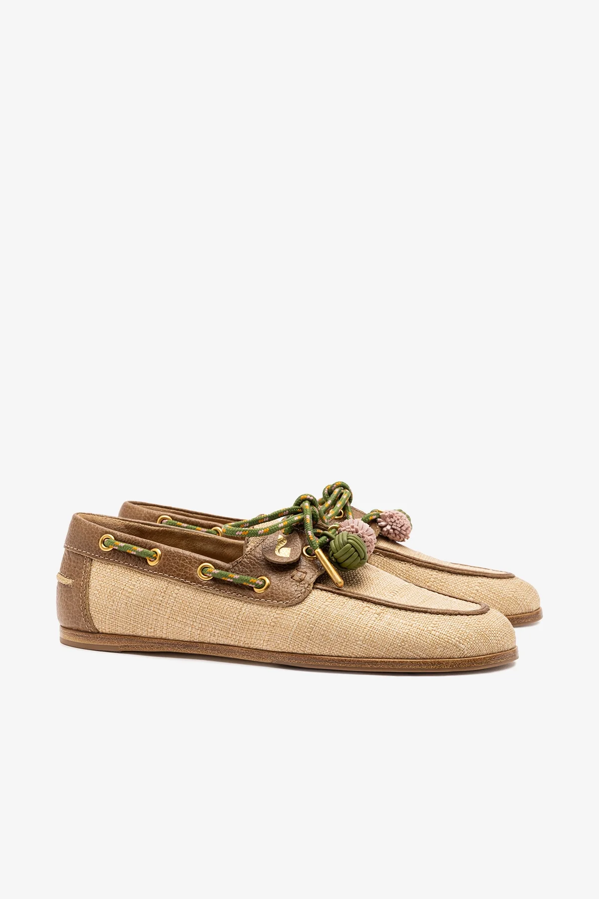 Mocassim Boat Shoe Cyprus Ráfia Bege e Couro Marrom - Image 3