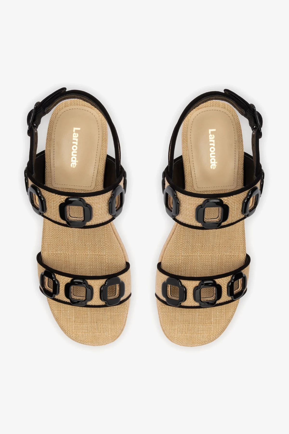 Flatform Milan Ráfia Bege e Camurça Preto - Image 7
