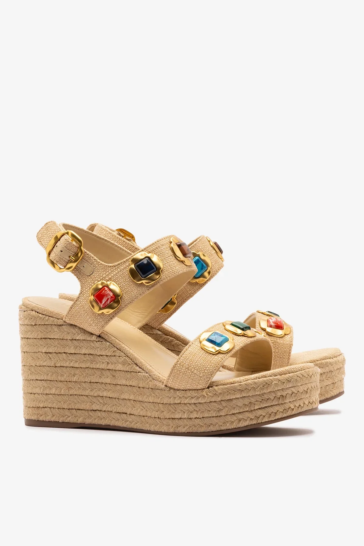 Sandália Anabela Espadrille Milan Gioiello Ráfia Bege - Image 3
