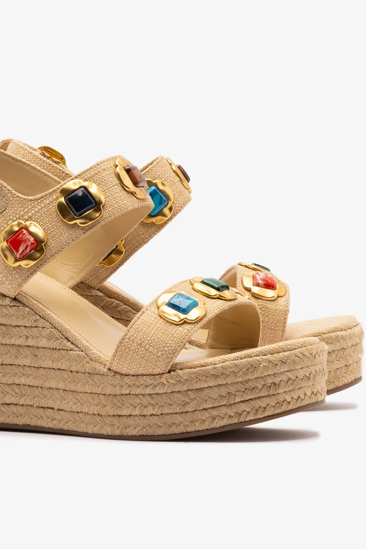 Sandália Anabela Espadrille Milan Gioiello Ráfia Bege - Image 4