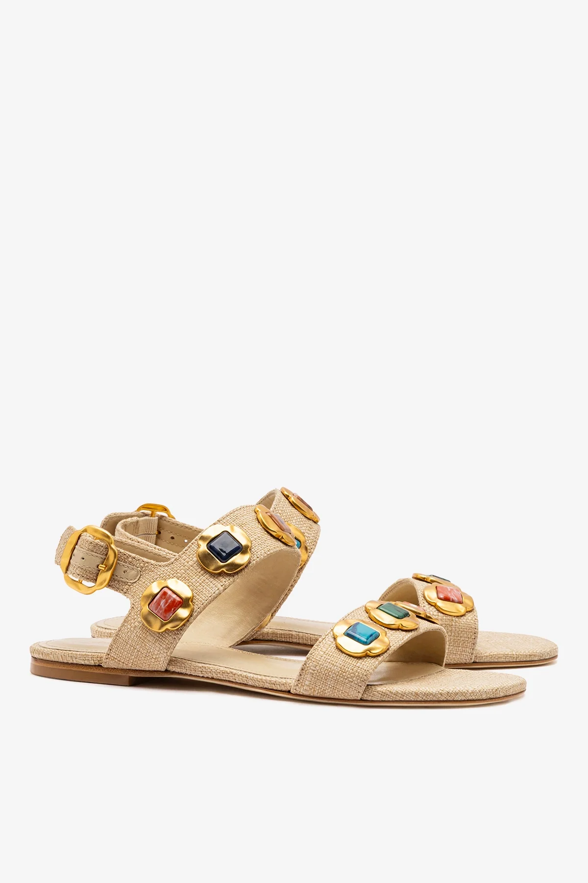 Sandália Flat Milan Gioiello Ráfia Bege - Image 3