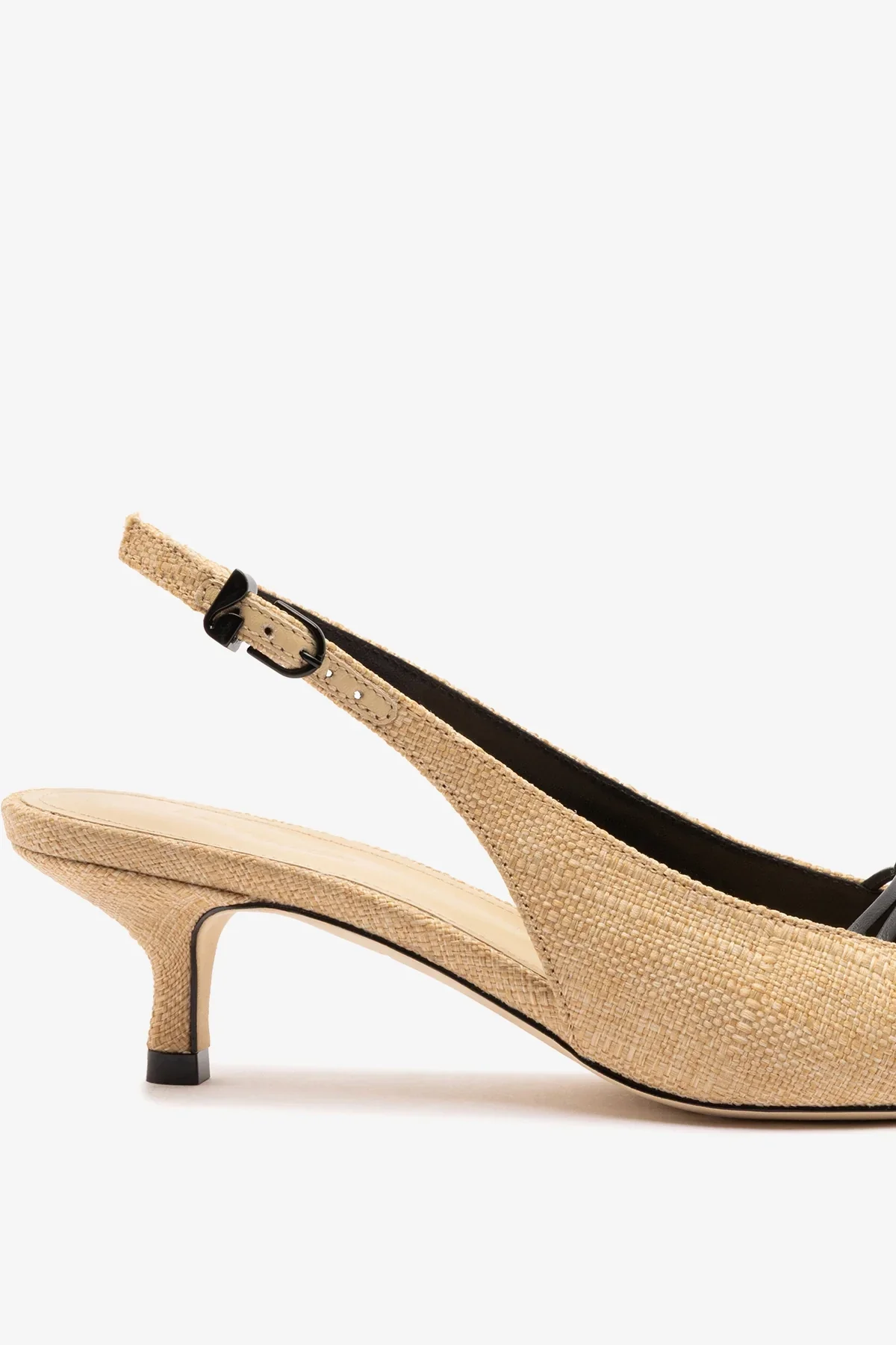 Slingback Nara Ráfia Bege e Couro Preto - Image 4