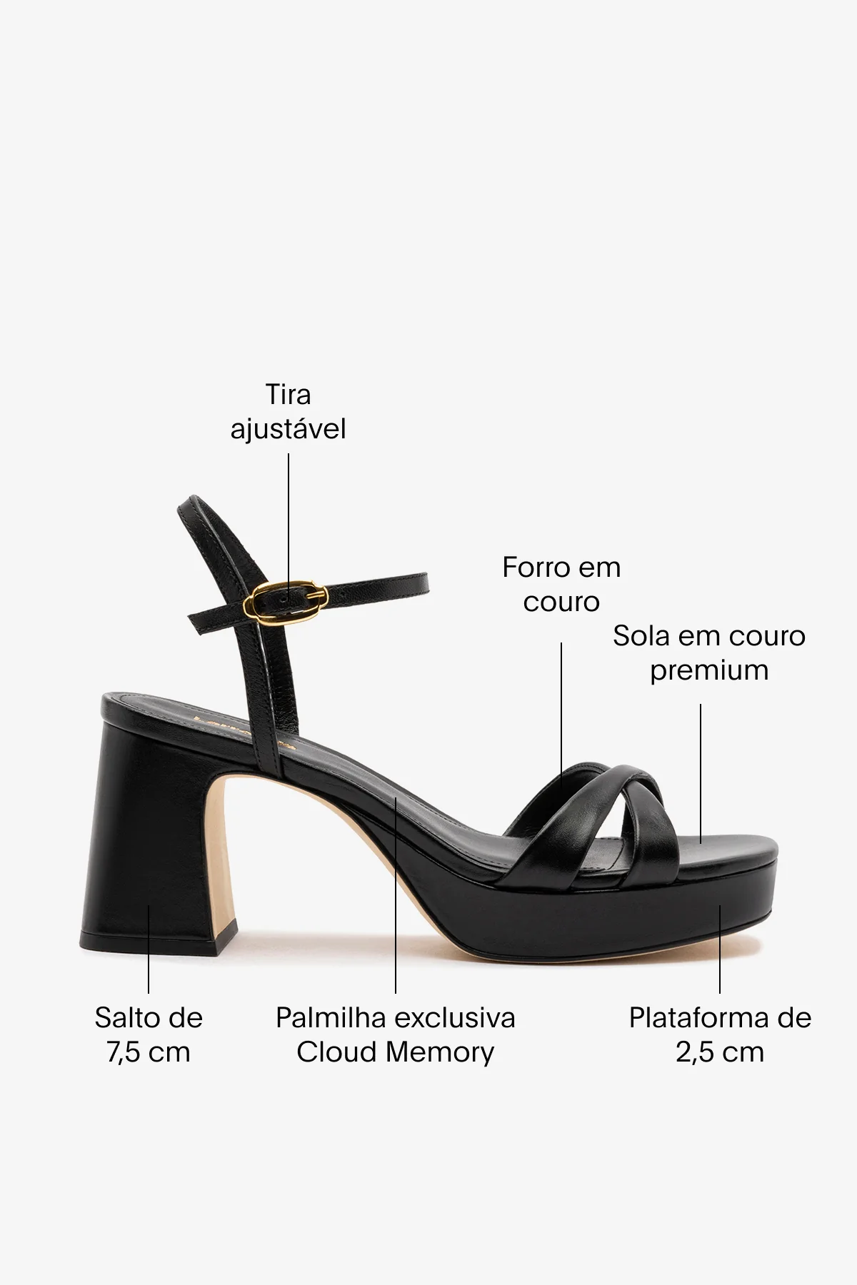 Sandália Plataforma Bianca Low Couro Preto - Image 5