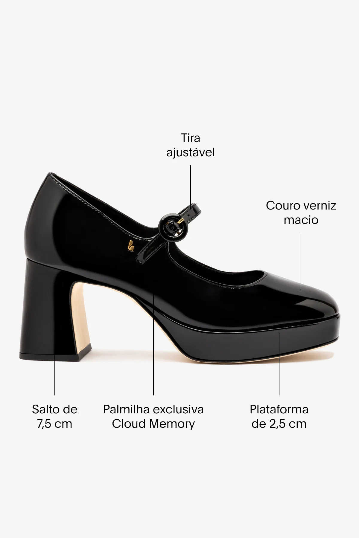 Scarpin Plataforma Blair Couro Verniz Preto - Image 5