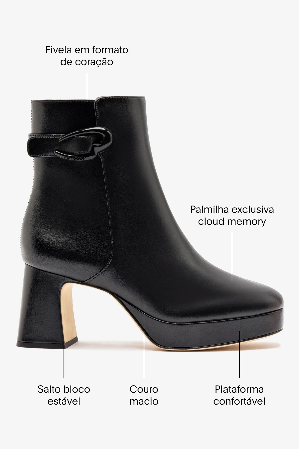 Bota Plataforma Dolly Verona Low Couro Preto - Image 5