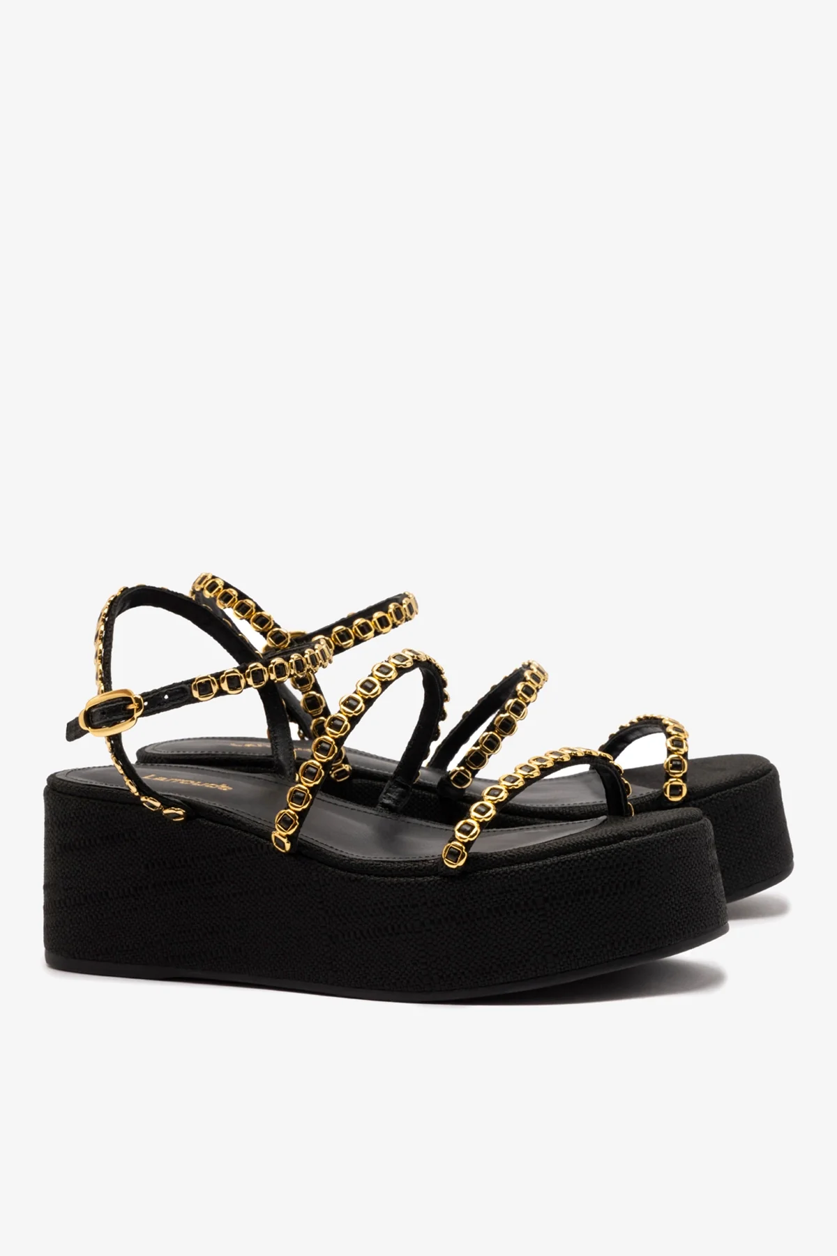 Flatform Gio Milanina Ráfia Preto - Image 3