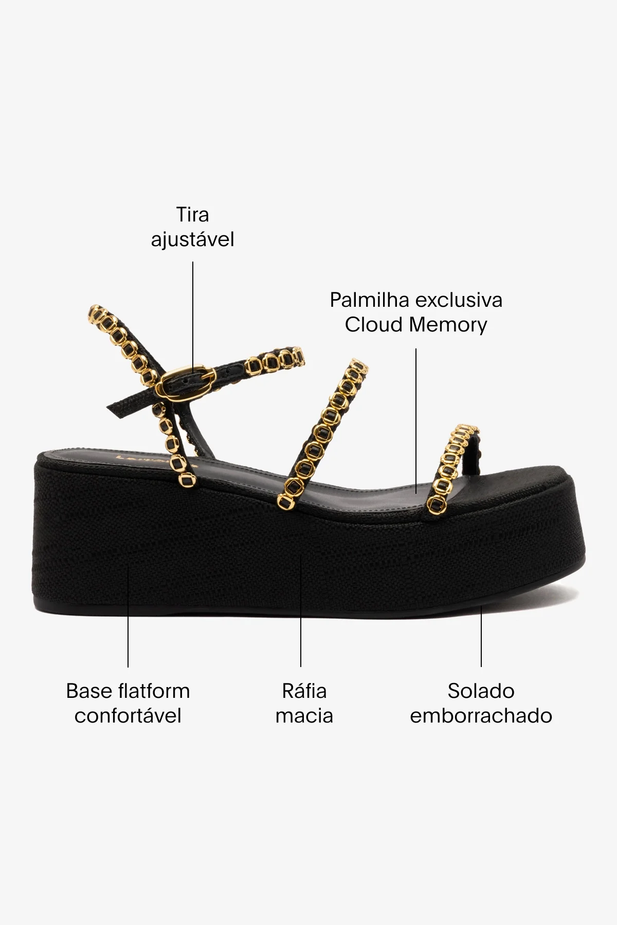 Flatform Gio Milanina Ráfia Preto - Image 5