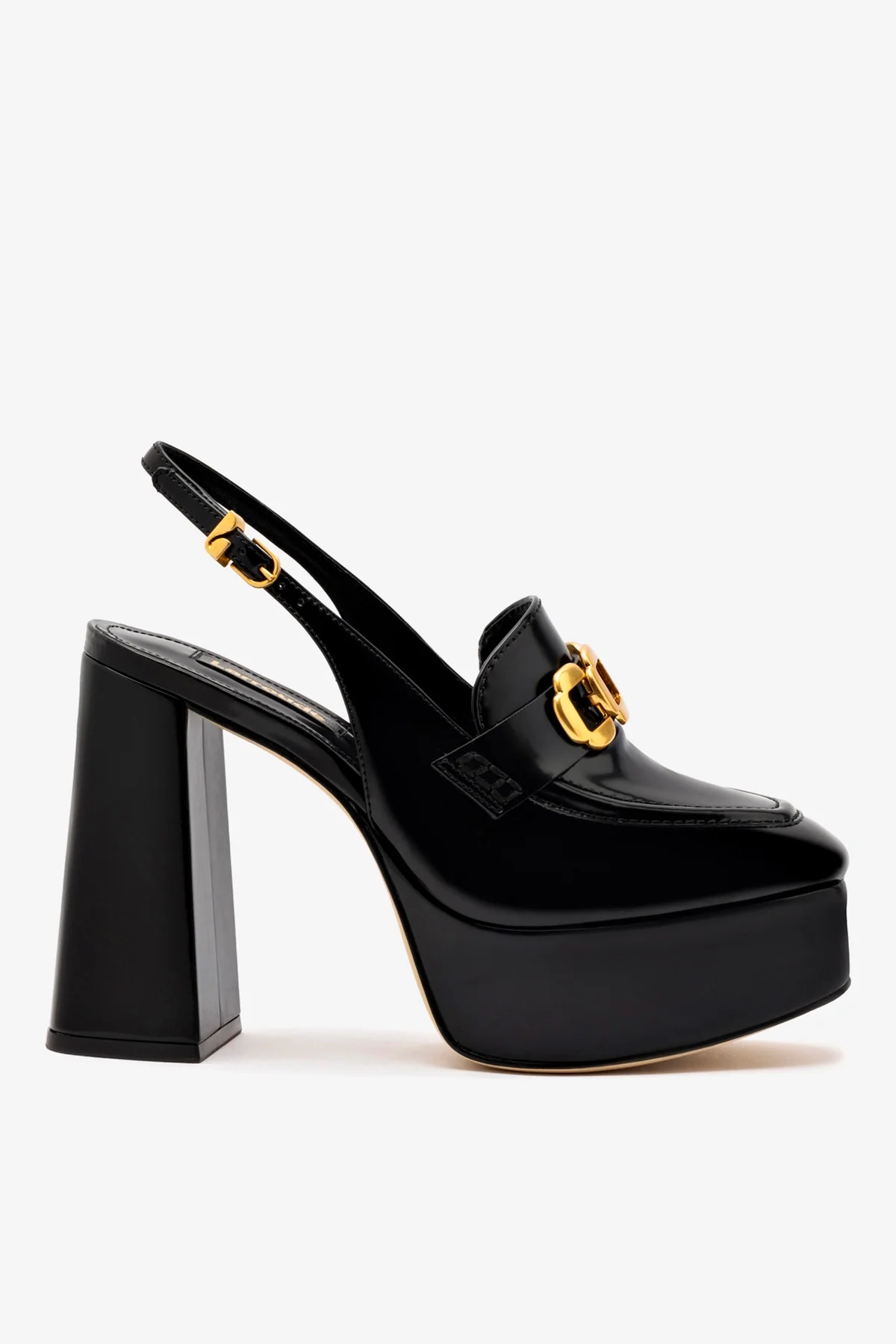 Slingback Plataforma Harrington Hi Couro Preto