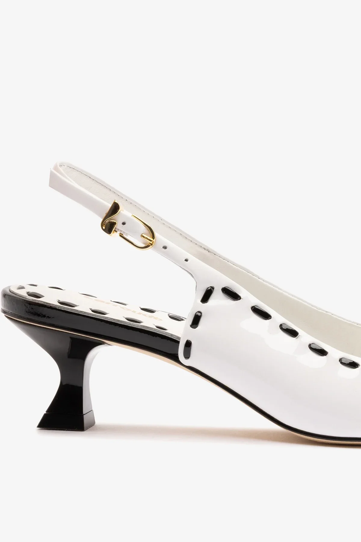Slingback Jenny Couro Verniz Preto e Branco - Image 4