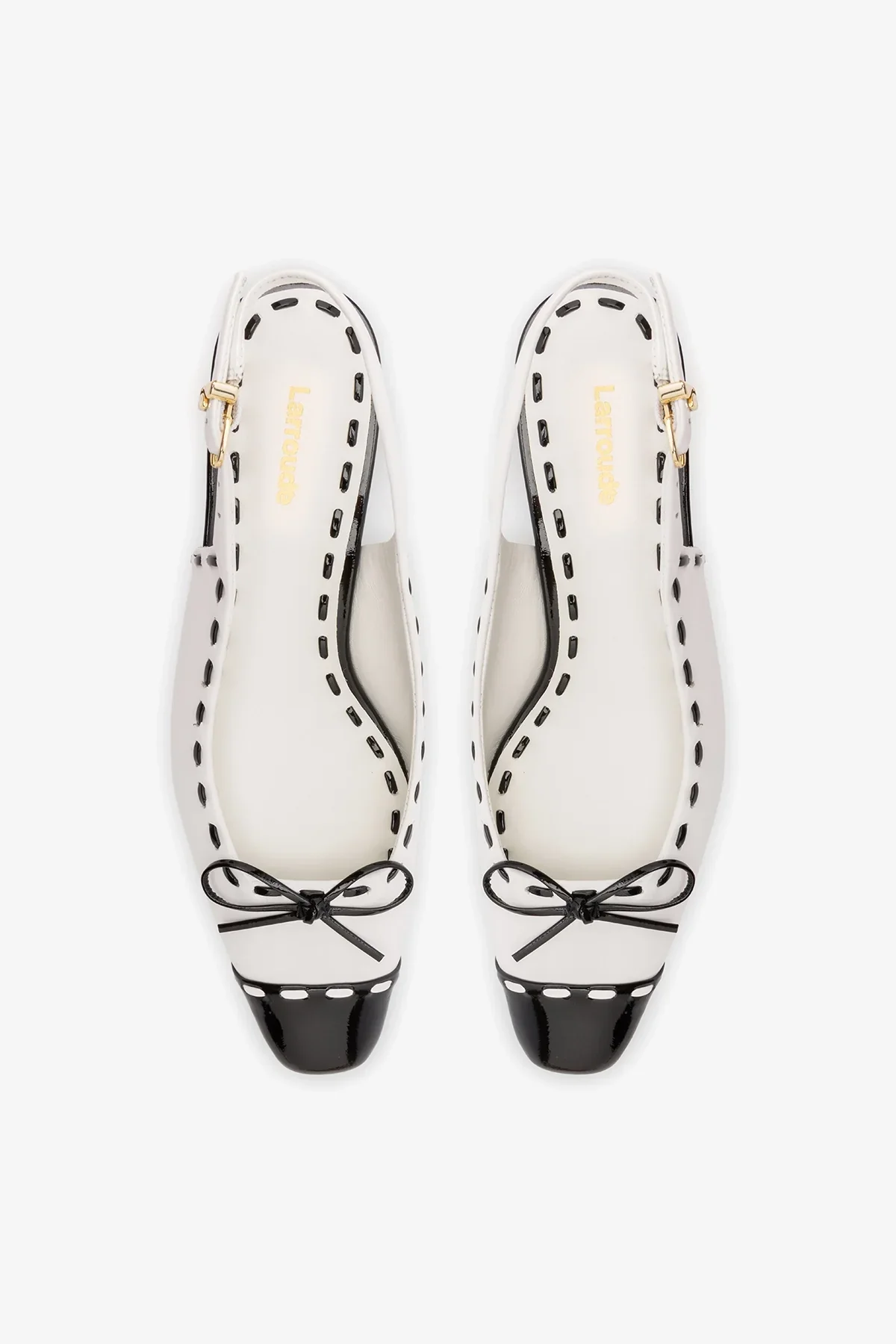 Slingback Jenny Couro Verniz Preto e Branco - Image 5