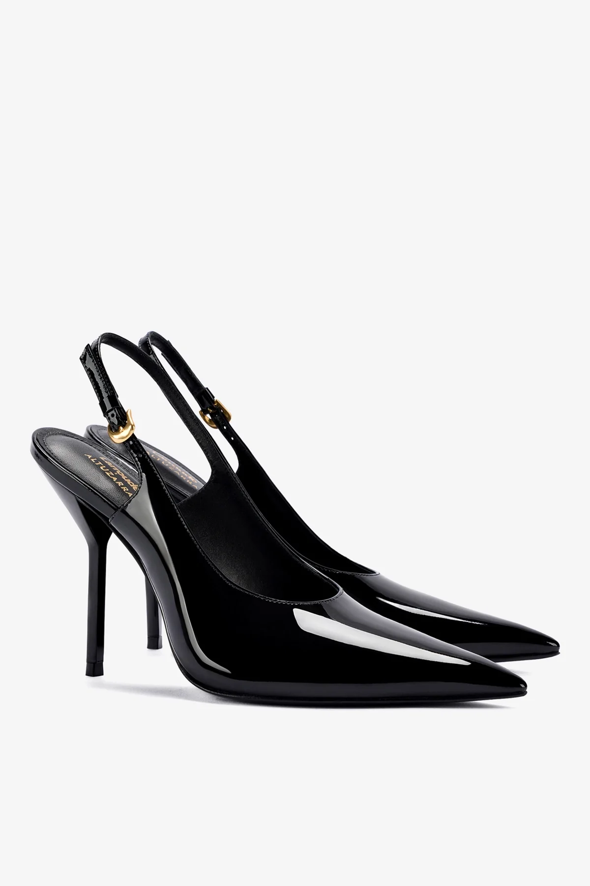 Larroudé x Altuzarra: Slingback Couro Verniz Preto - Image 3