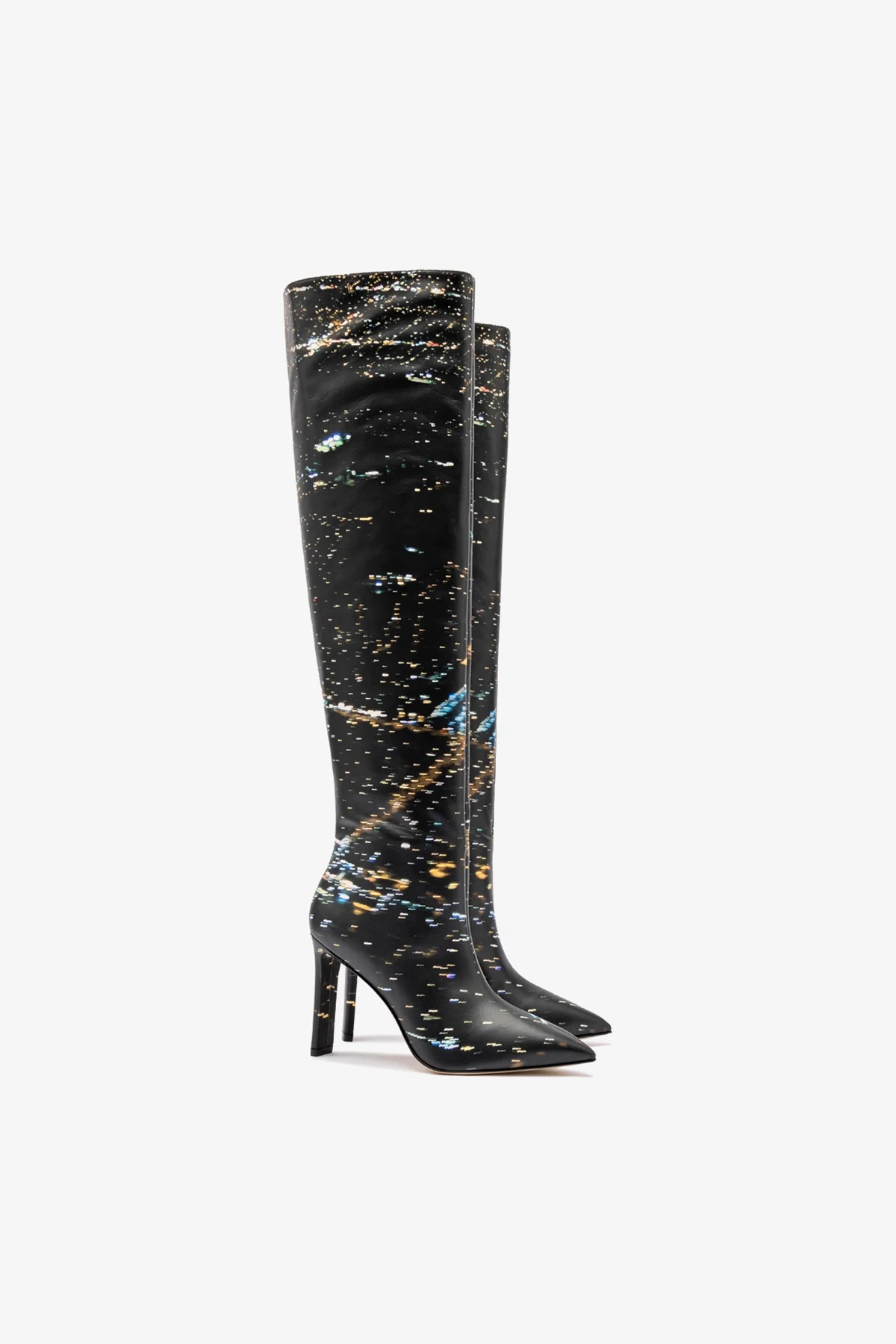 Larroudé x Libertine: Bota Couro Estampado Preto - Image 3