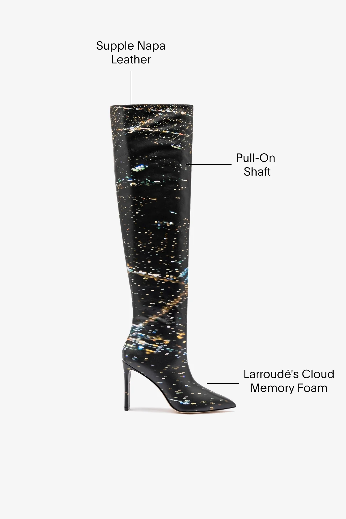 Larroudé x Libertine: Bota Couro Estampado Preto - Image 5