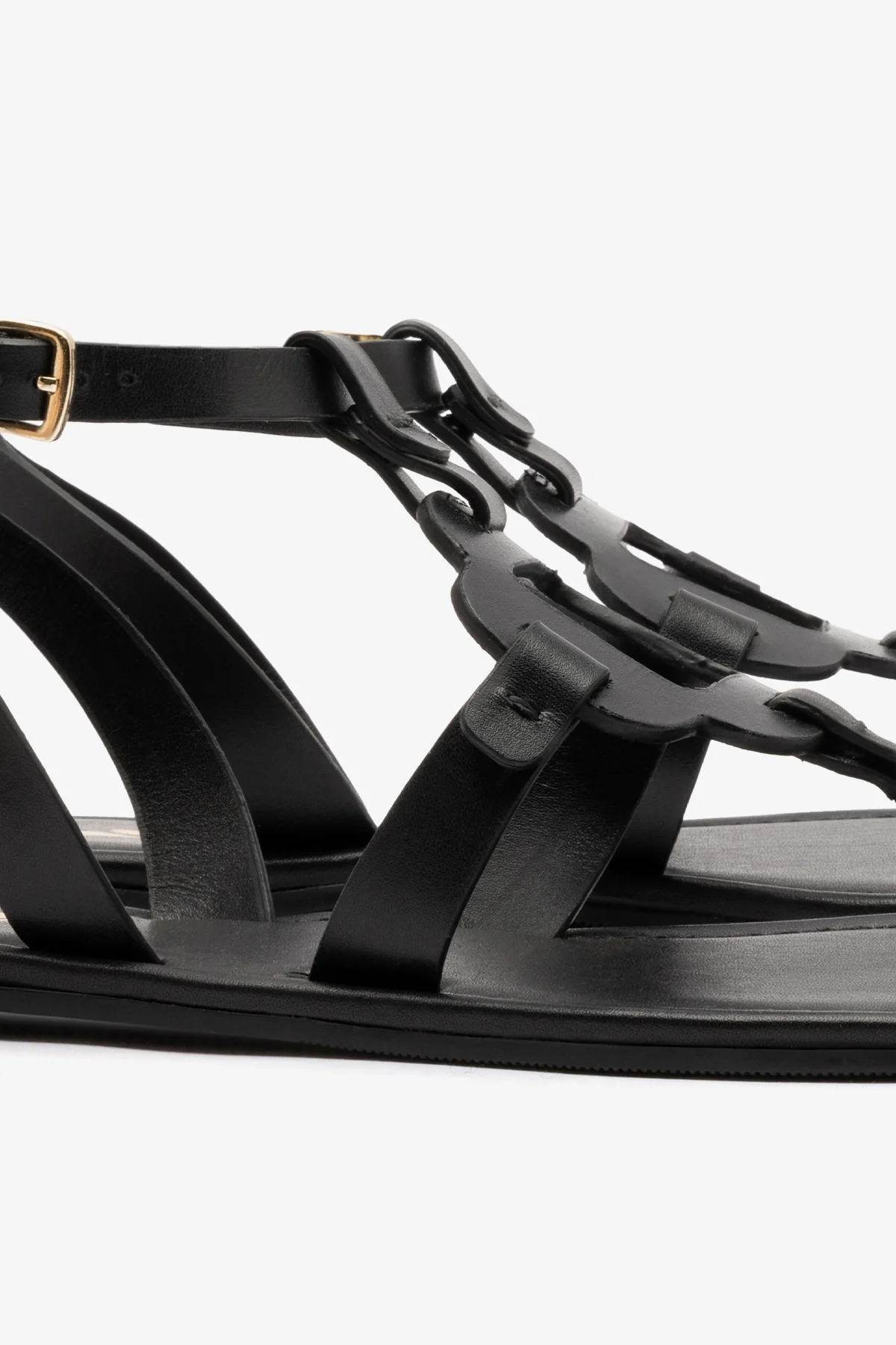 Sandália Flat Margherita Couro Preto - Image 4