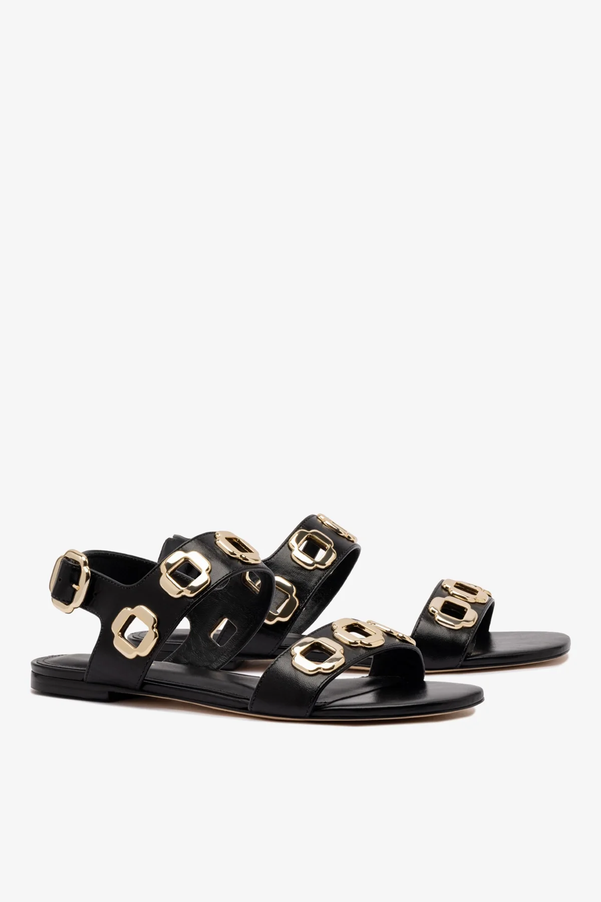 Sandália Flat Milan Couro Preto - Image 3