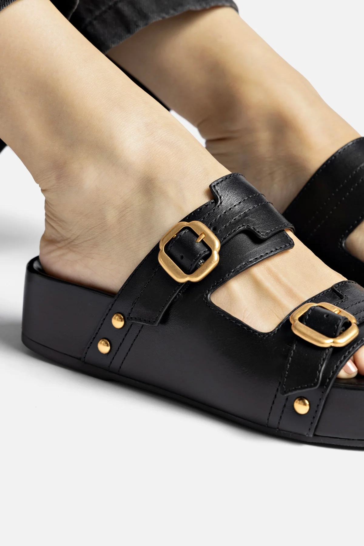 Flatform Milan Sport Couro Preto - Image 5