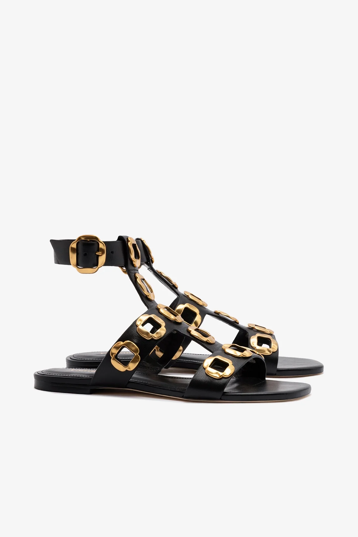 Sandália Gladiadora Flat Milan Couro Preto - Image 3