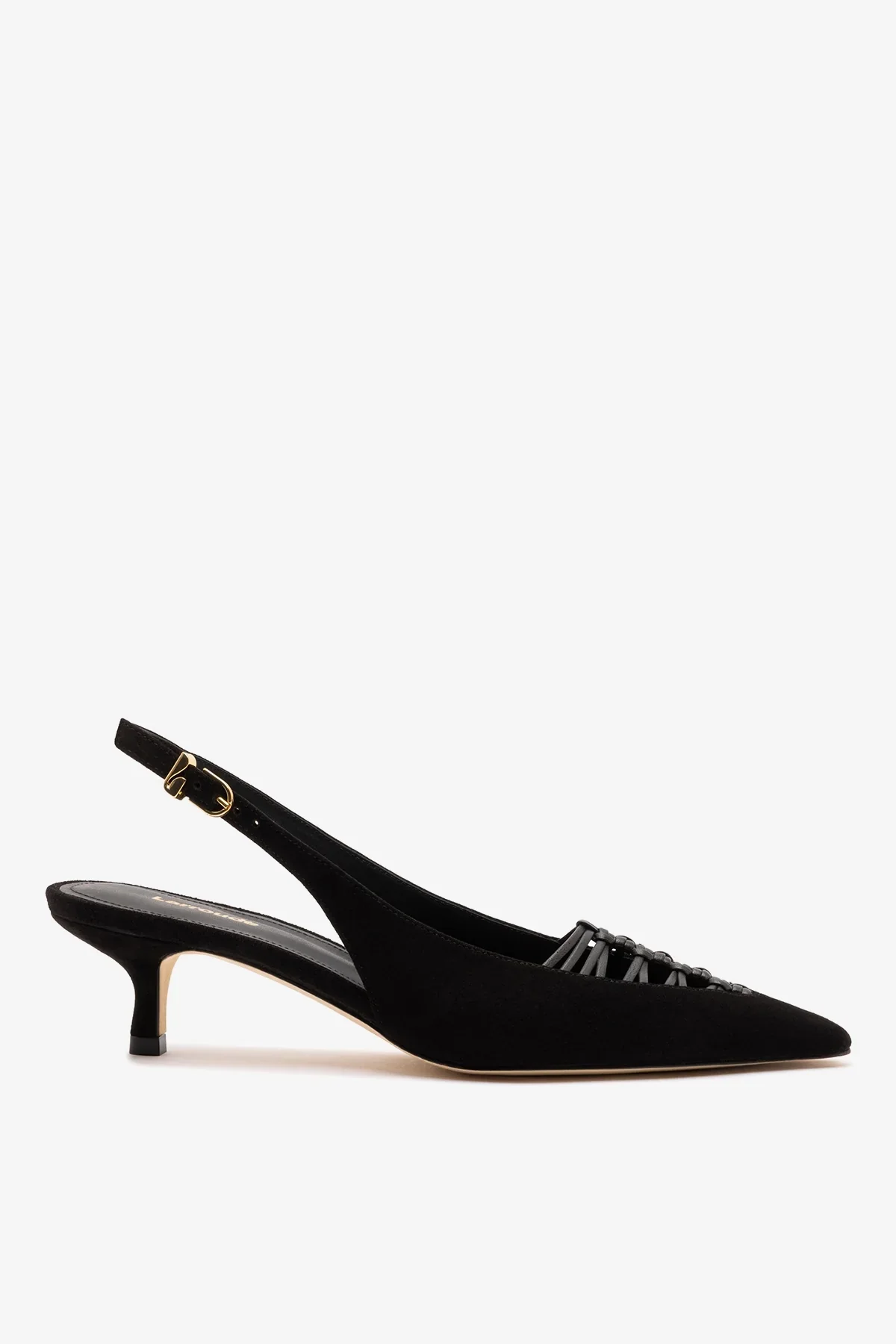 Slingback Nara Camurça e Couro Preto