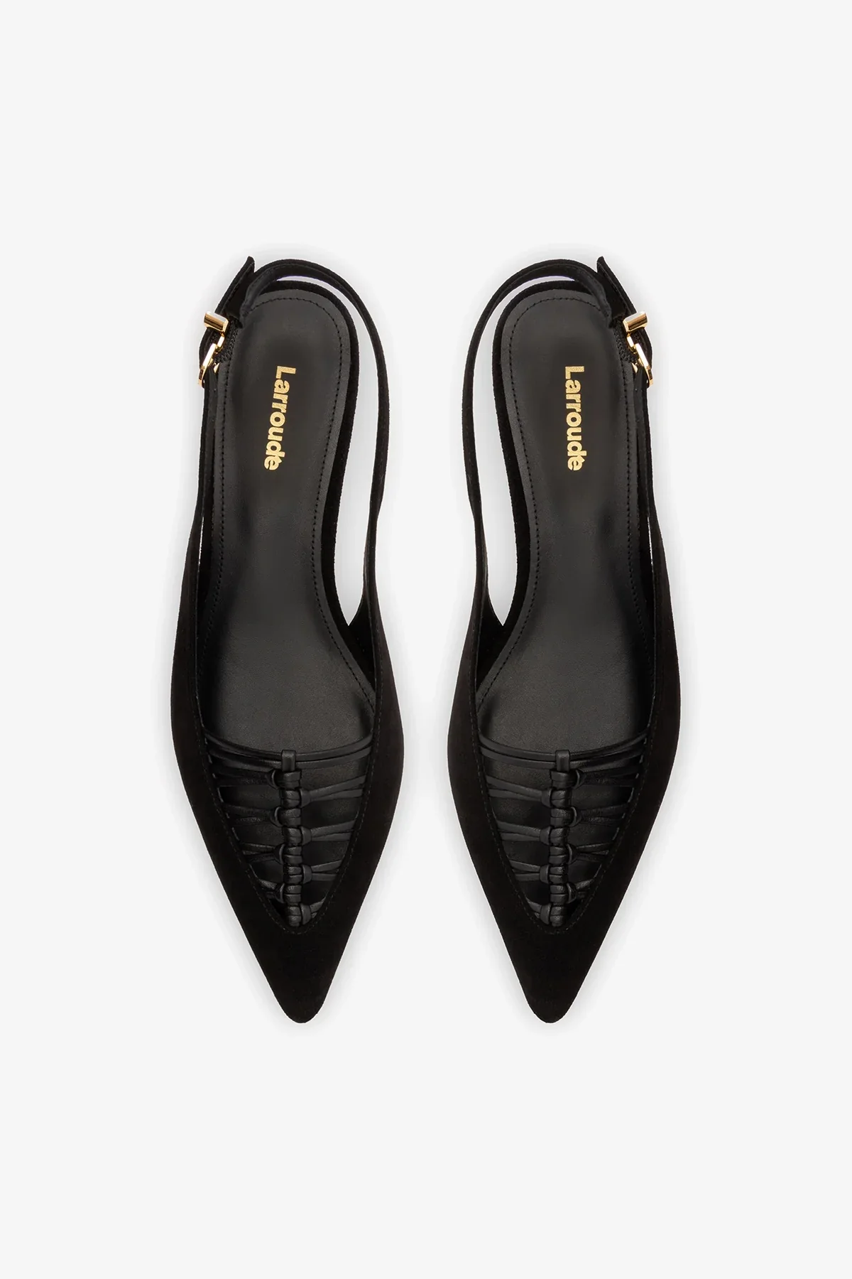 Slingback Nara Camurça e Couro Preto - Image 5