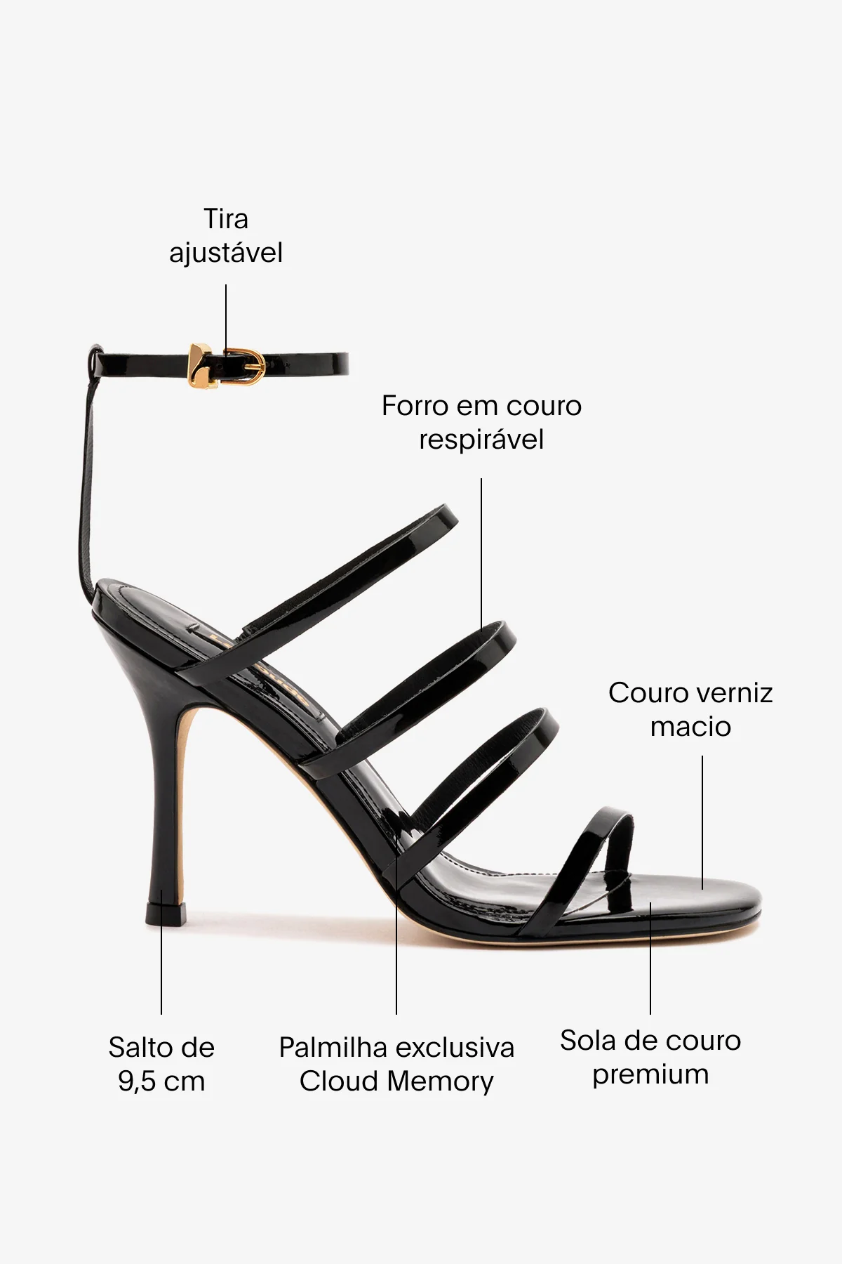 Sandália Sasha Couro Verniz Preto - Image 5