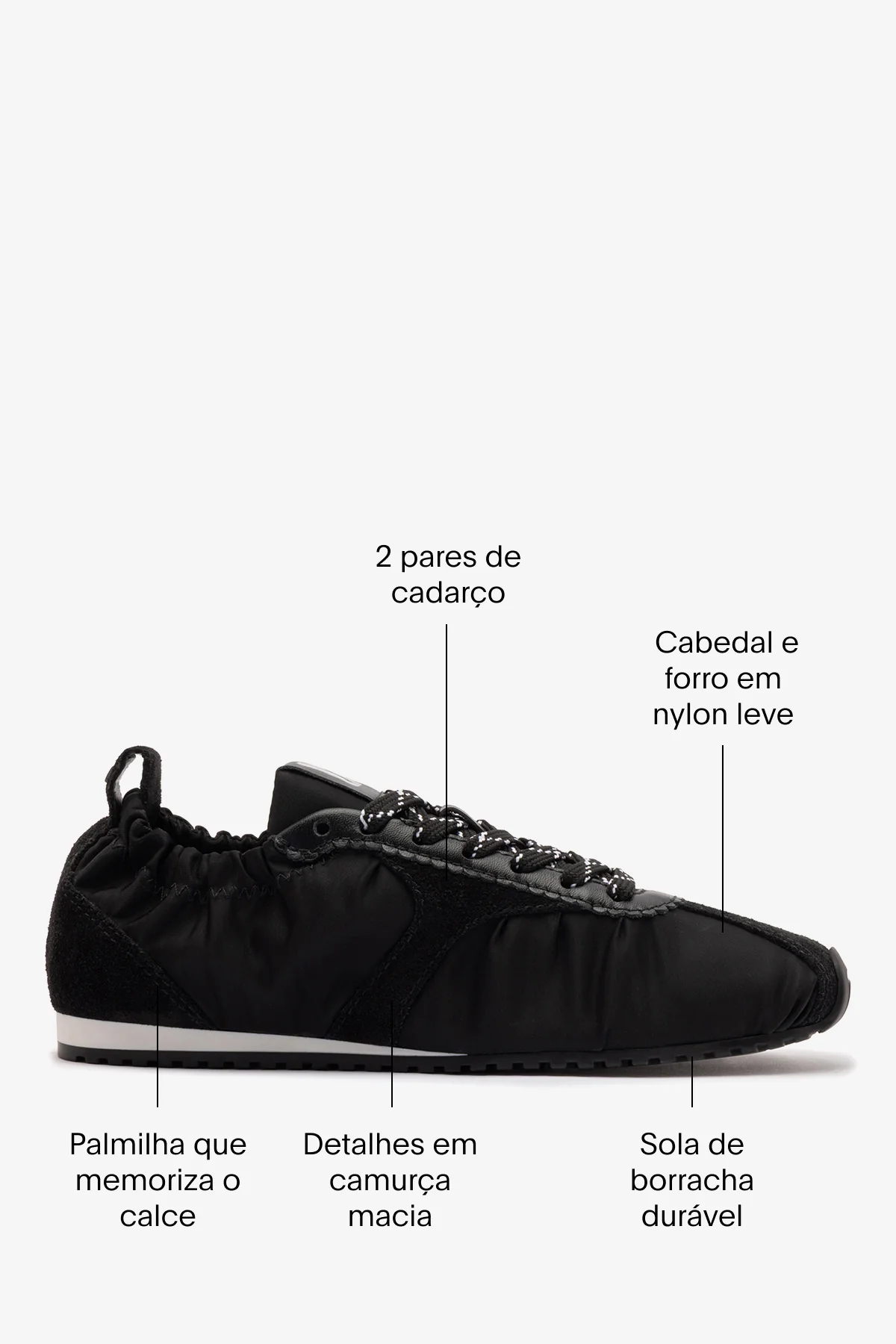 Tênis Stella Lite Nylon e Camurça Preto - Image 6