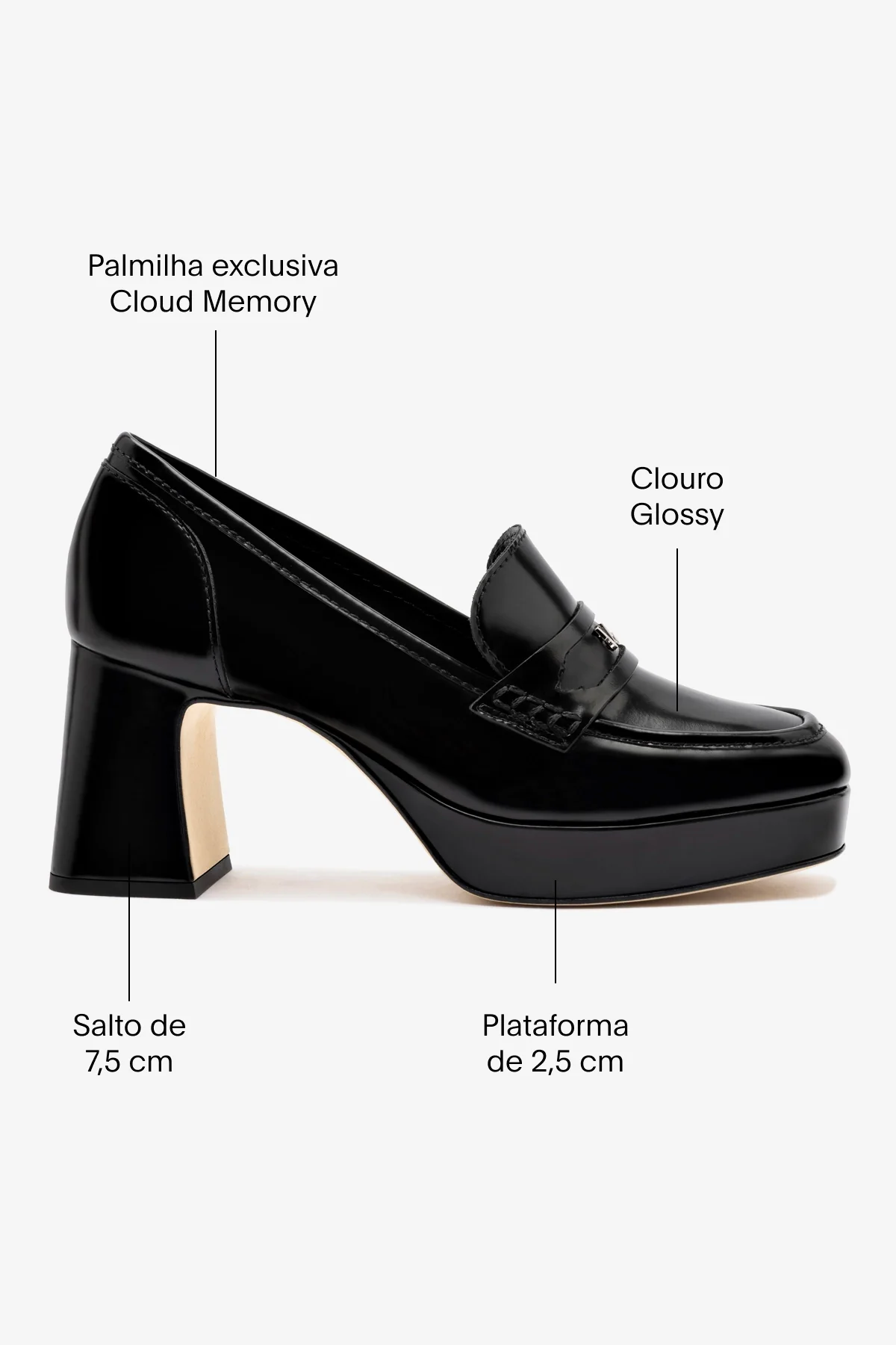 Mocassim Plataforma Suki Couro Preto - Image 5