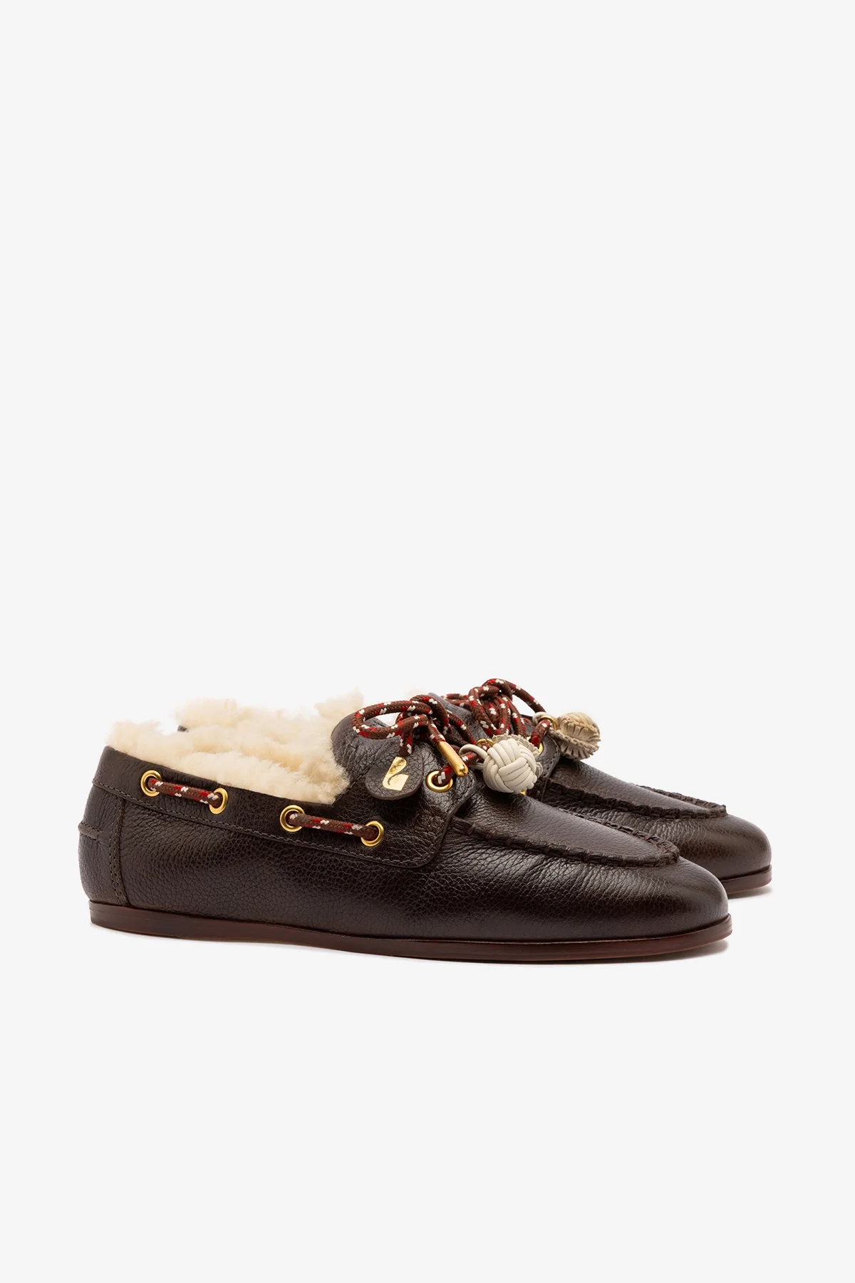 Mocassim Boat Shoe Cyprus Couro Marrom e Lã Natural - Image 3