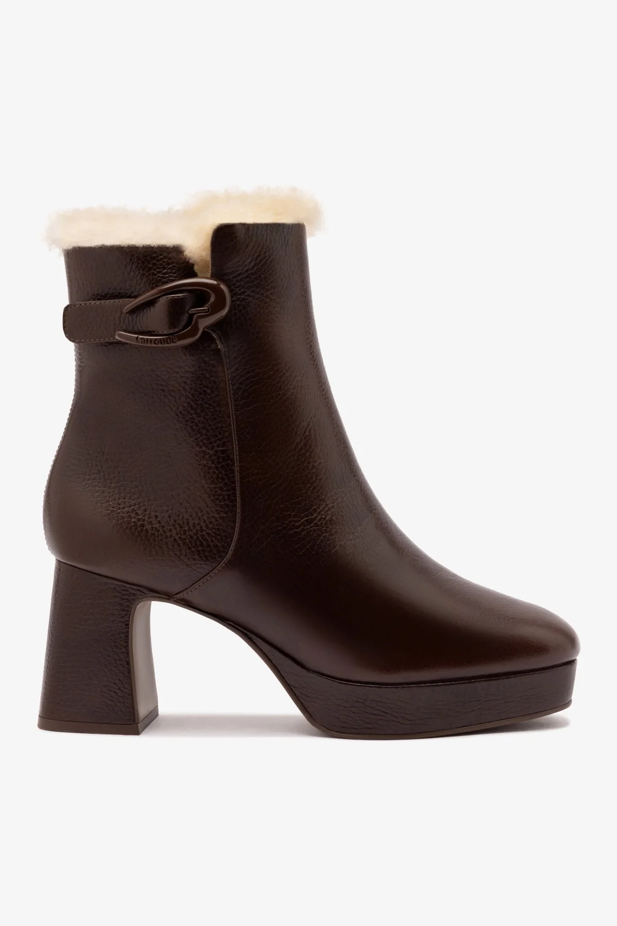 Bota Dolly Verona Low Couro Marrom e Lã Natural