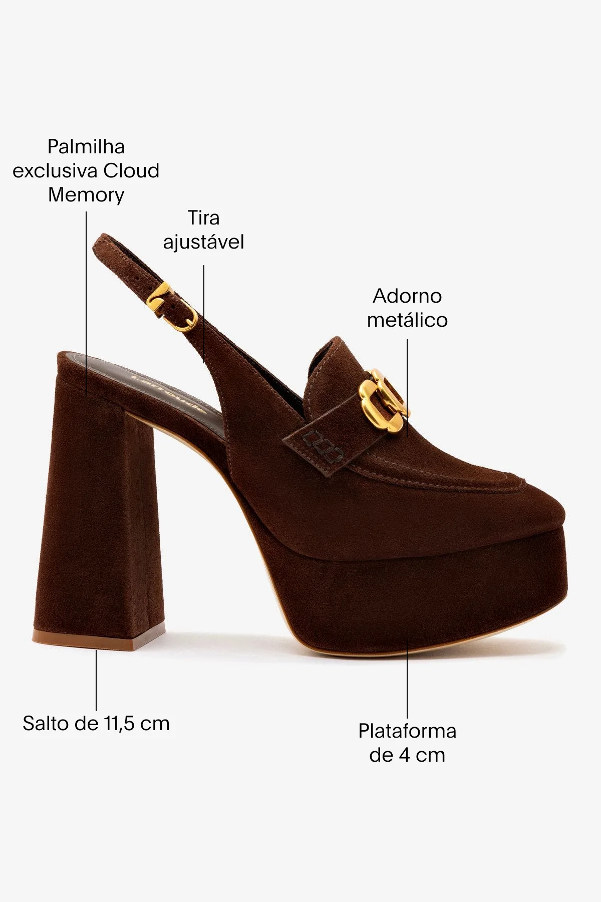 Slingback Plataforma Harrington Hi Camurça Marrom - Image 5