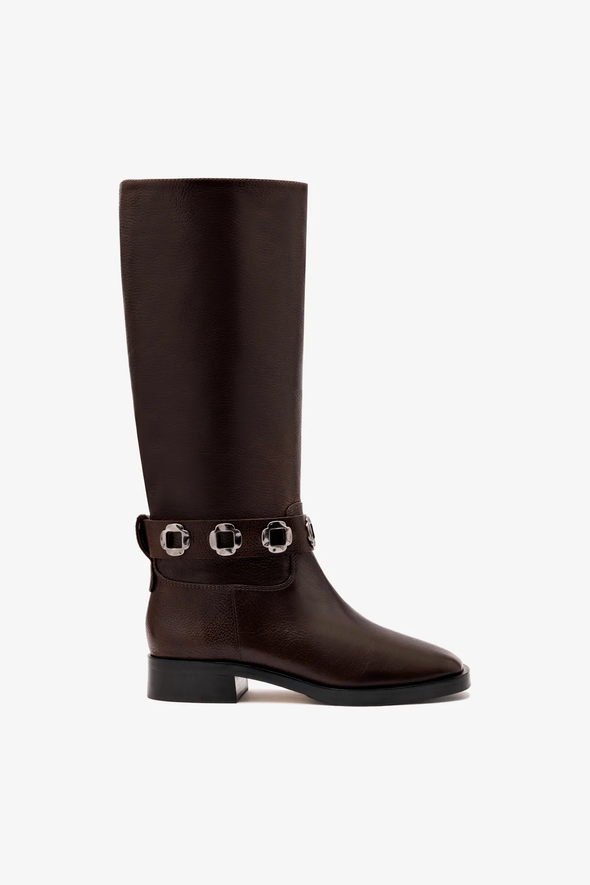 Bota Flat Milan Couro Marrom