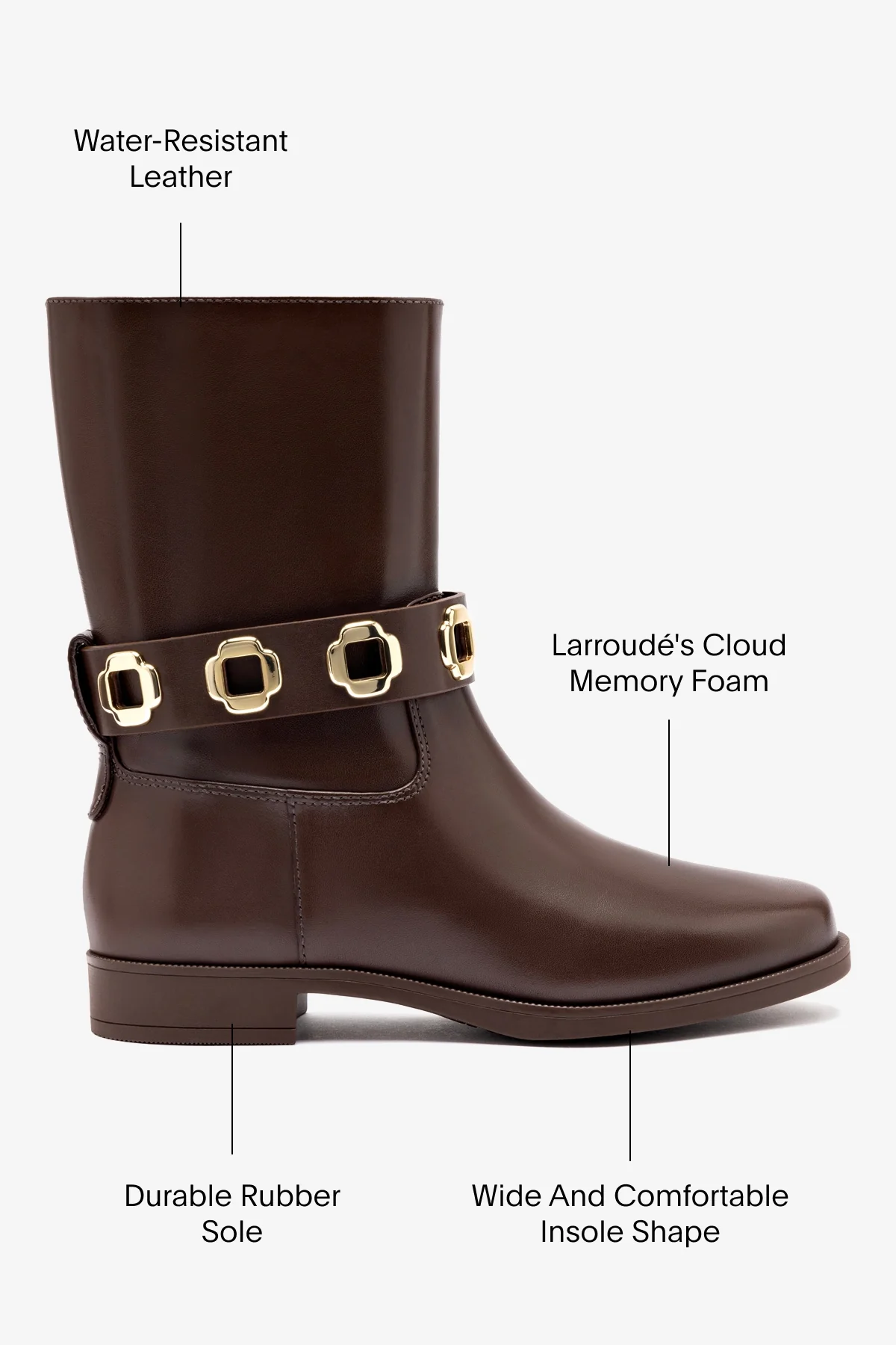 Bota Flat Milan Couro Impermeável Marrom - Image 5