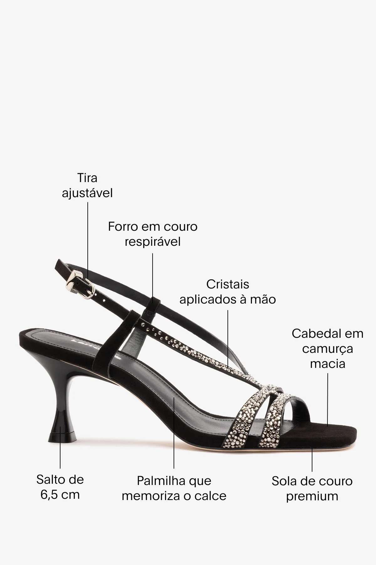 Sandália Daphne Crystal Camurça Preto - Image 5