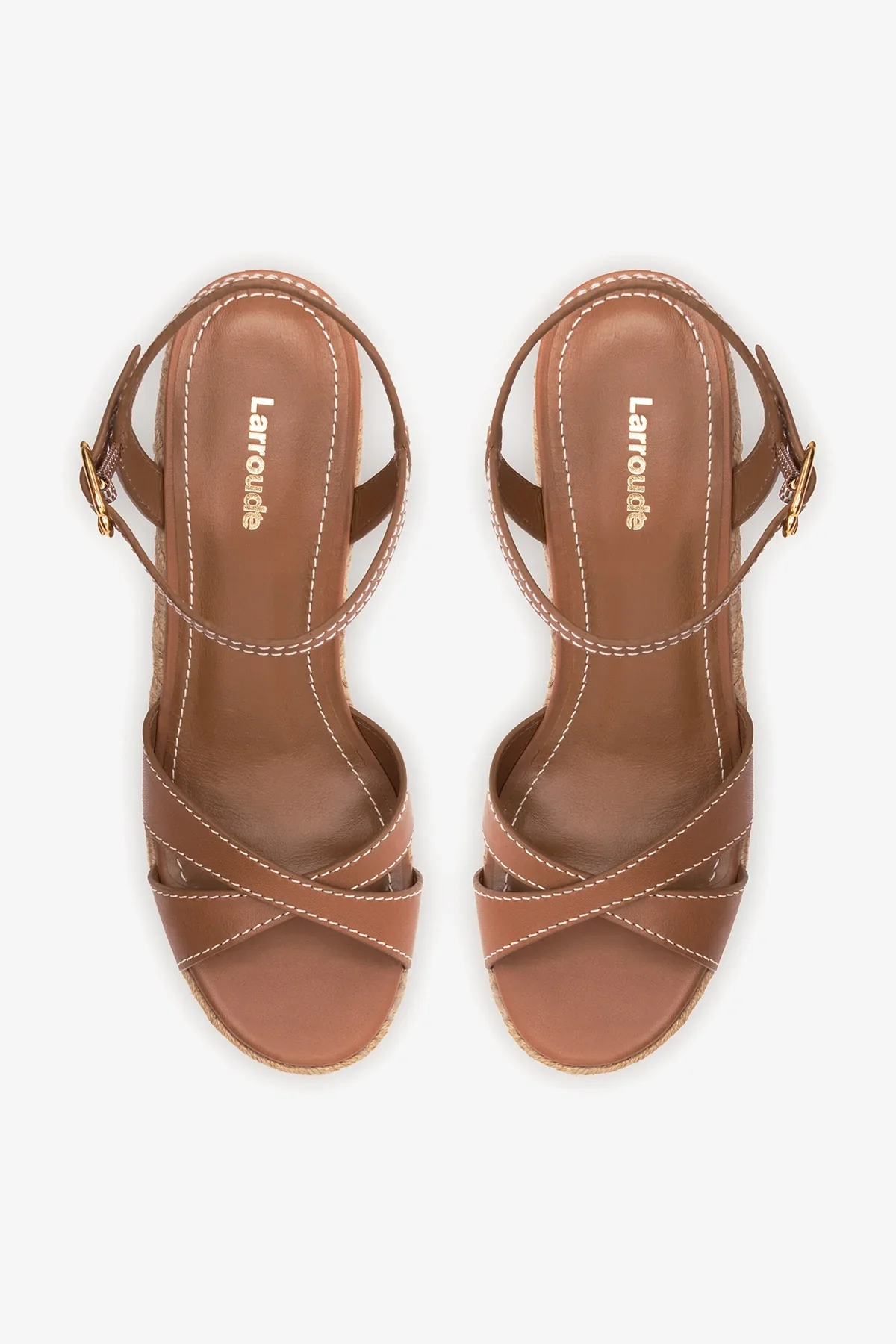 Sandália Anabela Espadrille Bianca Couro Caramelo - Image 6