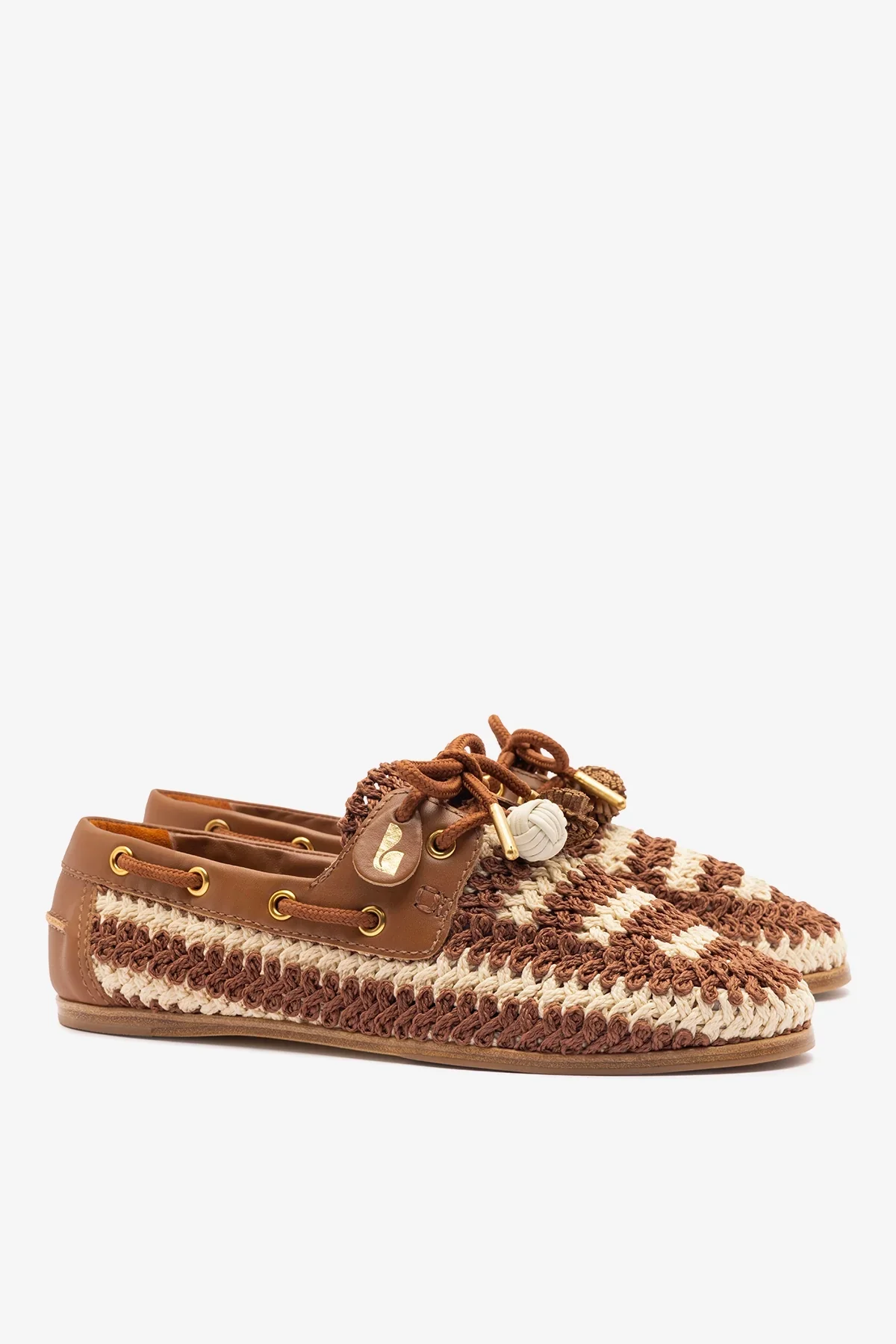 Mocassim Boat Shoe Cyprus Crochê e Couro Caramelo - Image 3