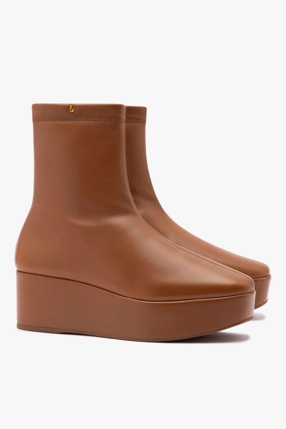Bota Dani New Flatform Dani Couro Caramelo - Image 3