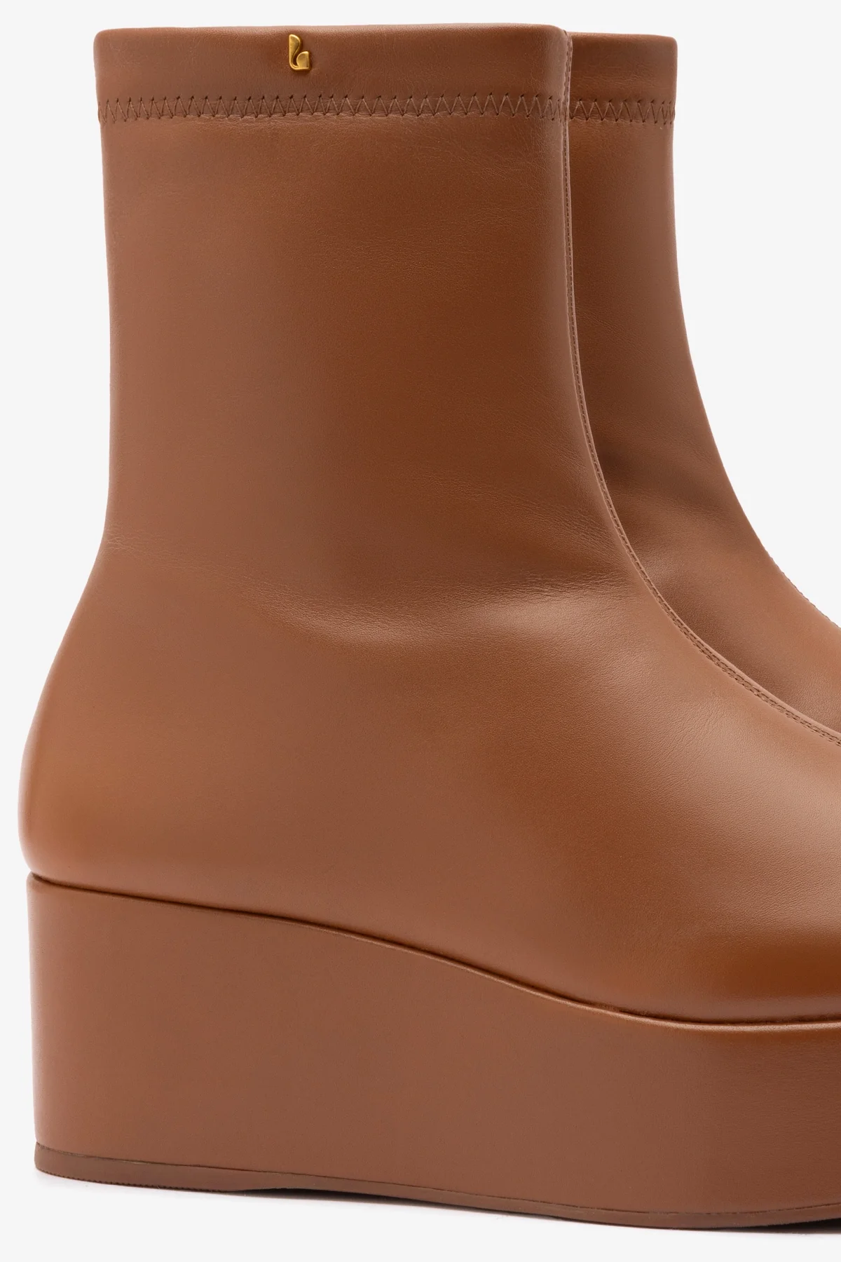 Bota Dani New Flatform Dani Couro Caramelo - Image 4