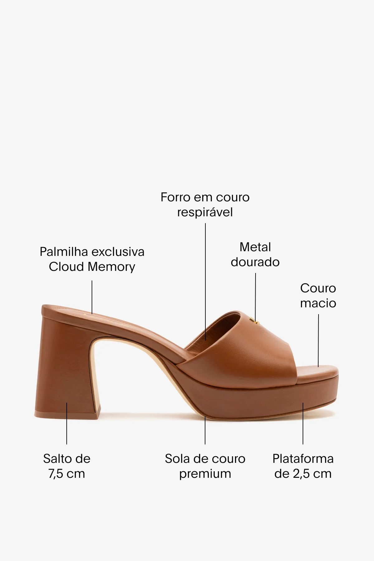Mule Plataforma Dolly Low Couro Caramelo - Image 5