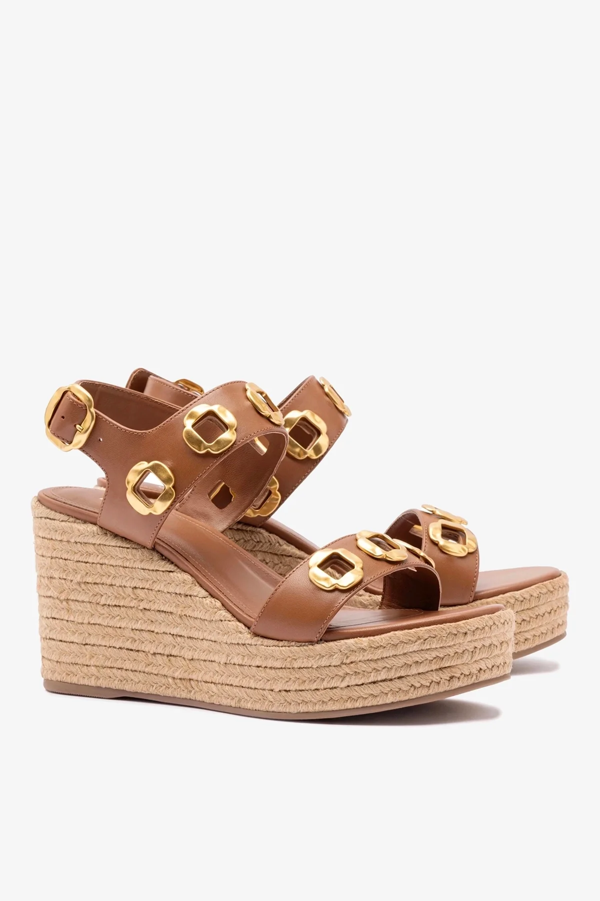 Sandália Anabela Espadrille Milan Couro Caramelo - Image 3