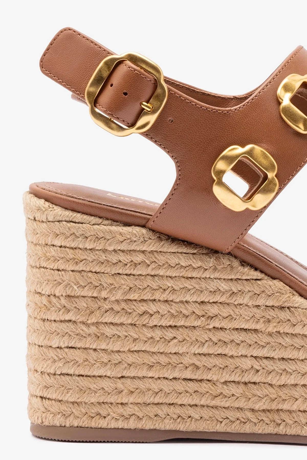 Sandália Anabela Espadrille Milan Couro Caramelo - Image 4