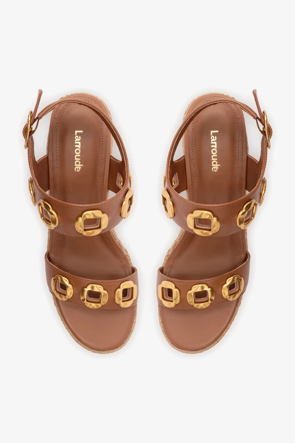 Sandália Anabela Espadrille Milan Couro Caramelo - Image 6