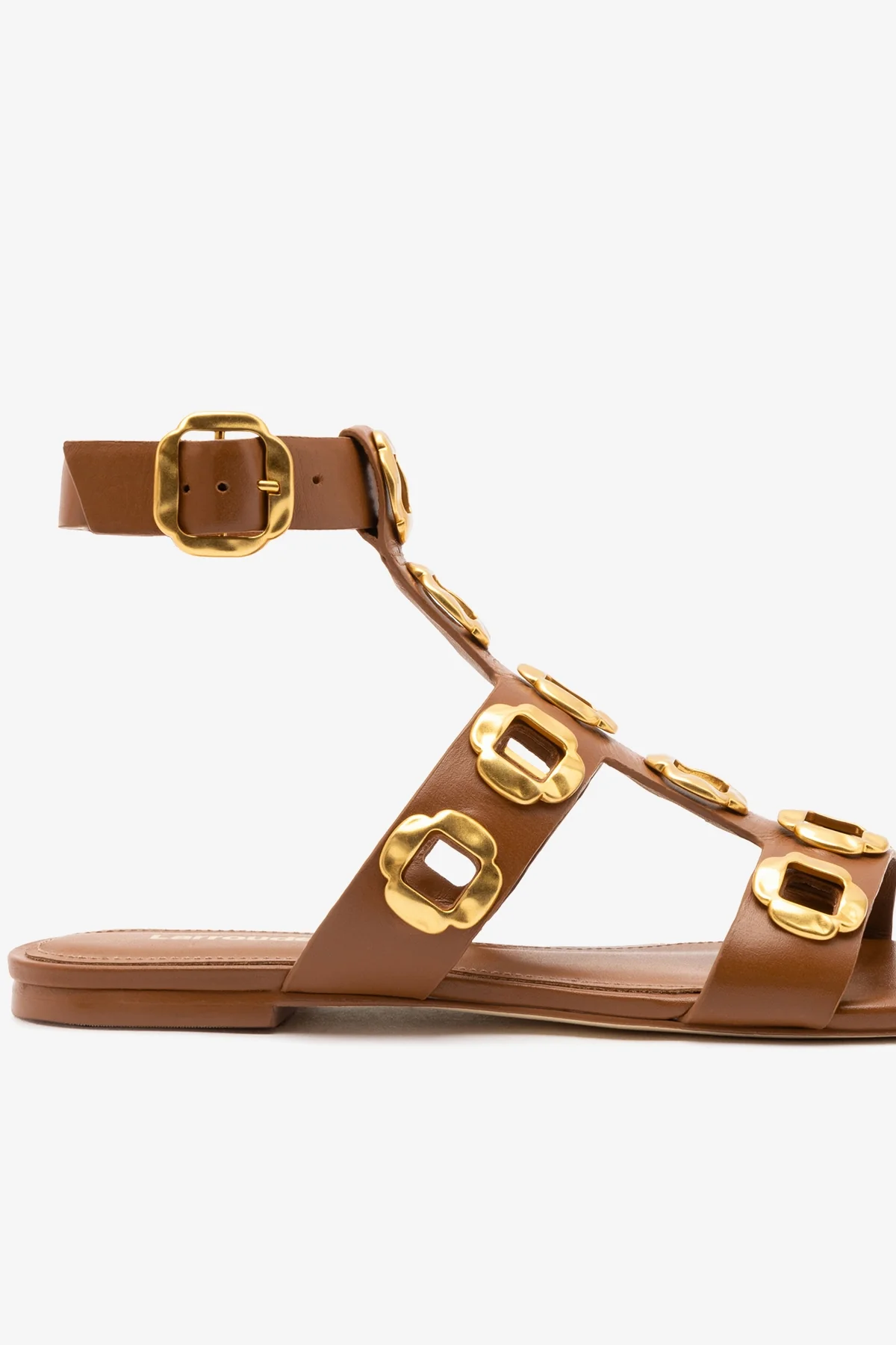 Sandália Gladiadora Flat Milan Couro Caramelo - Image 4