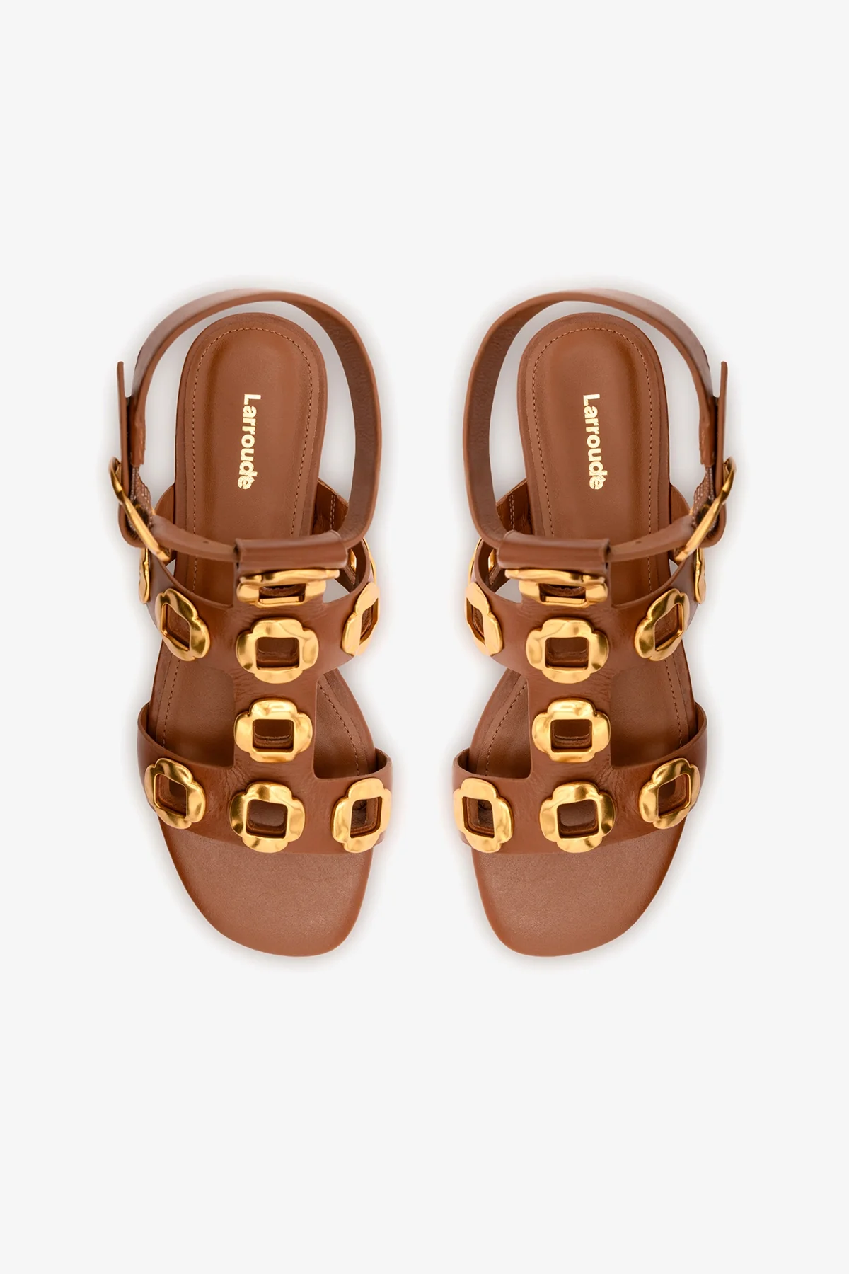 Sandália Gladiadora Flat Milan Couro Caramelo - Image 7