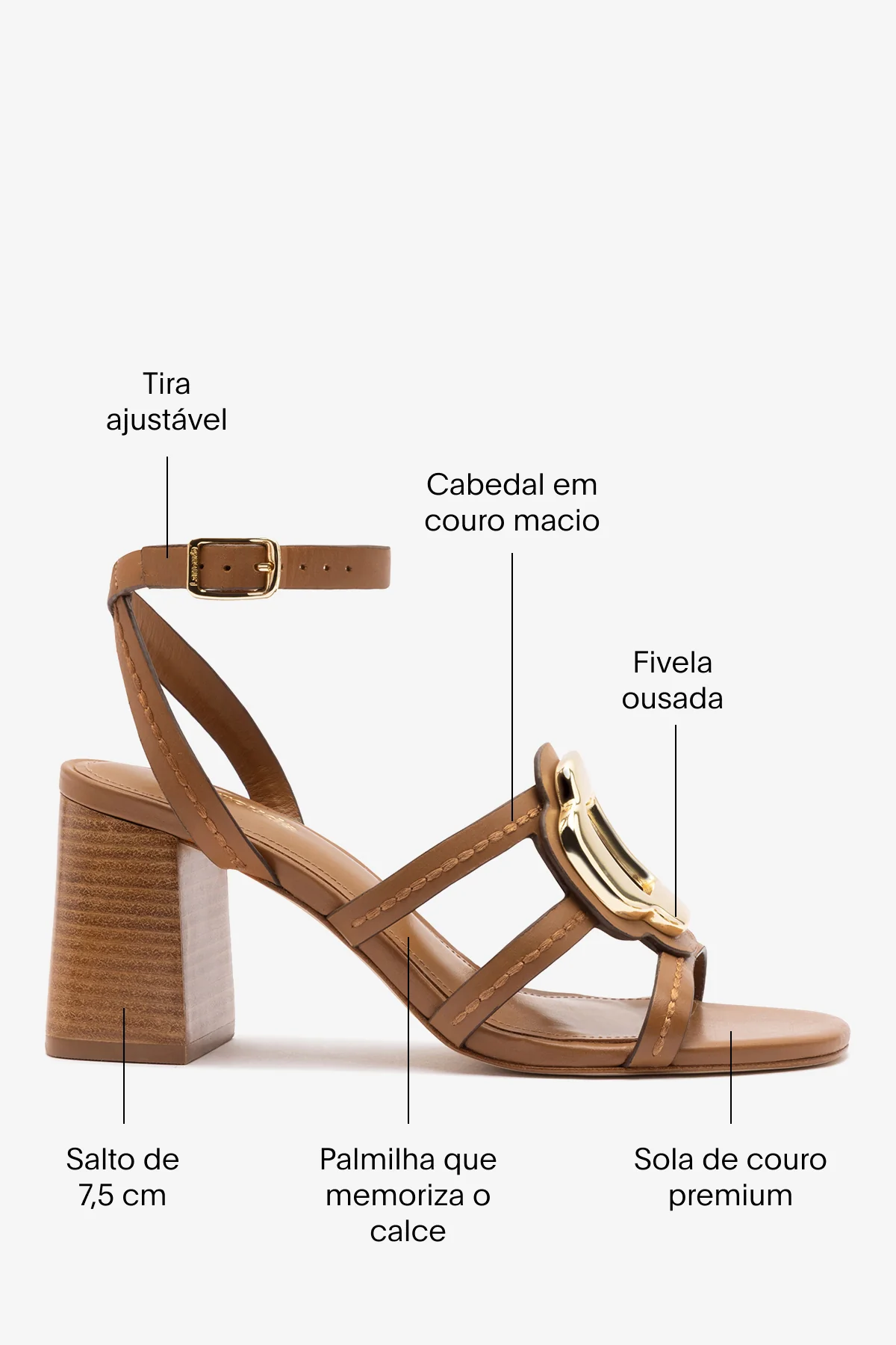 Sandália Margherita Block Couro Caramelo - Image 5