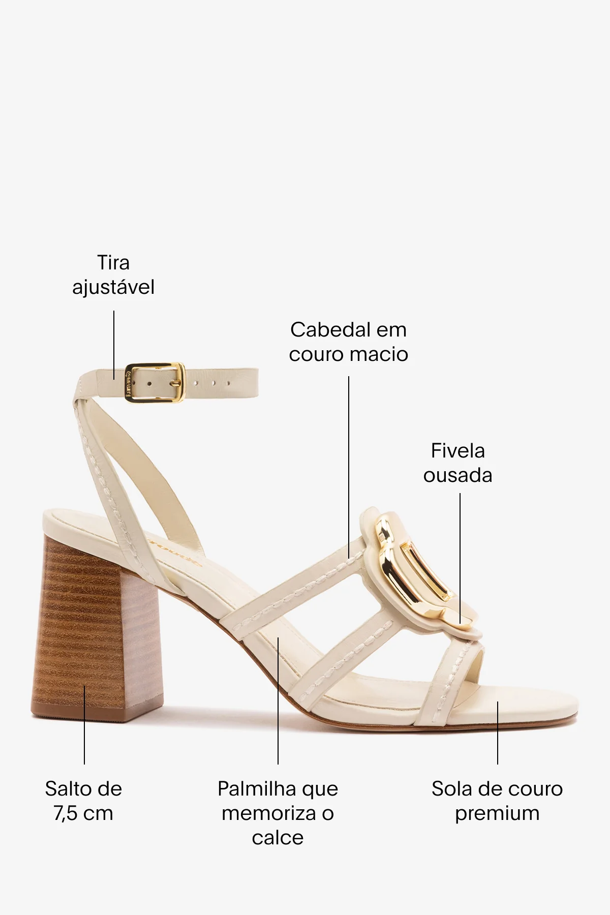 Sandália Margherita Block Couro Off White - Image 5