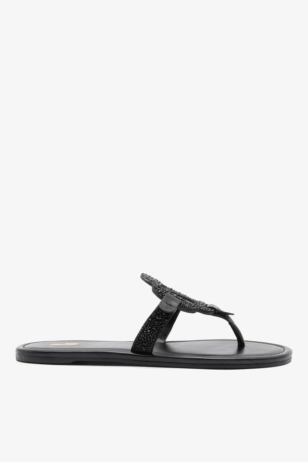 Sandália Flat Margherita Crystal Camurça Preto