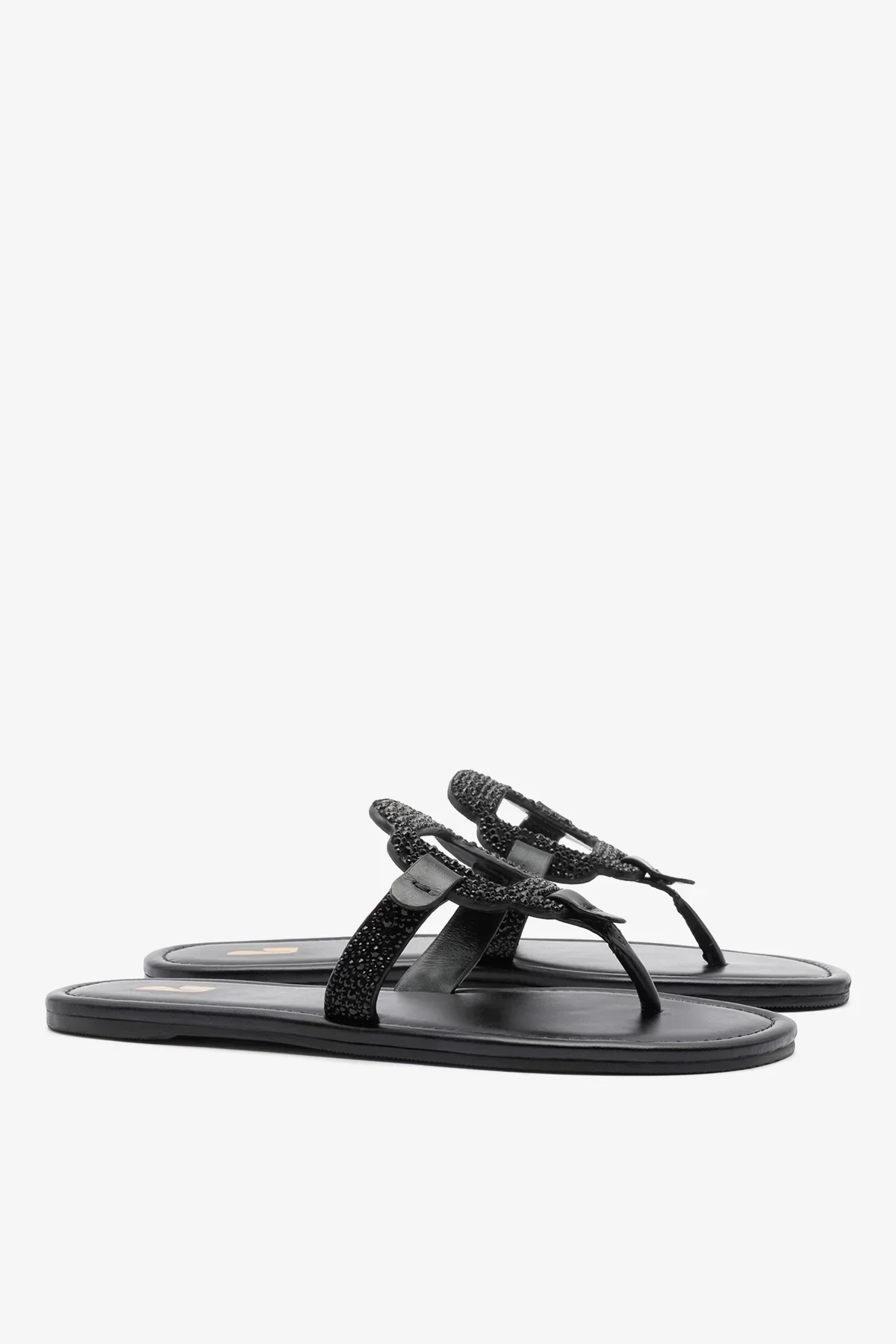 Sandália Flat Margherita Crystal Camurça Preto - Image 3