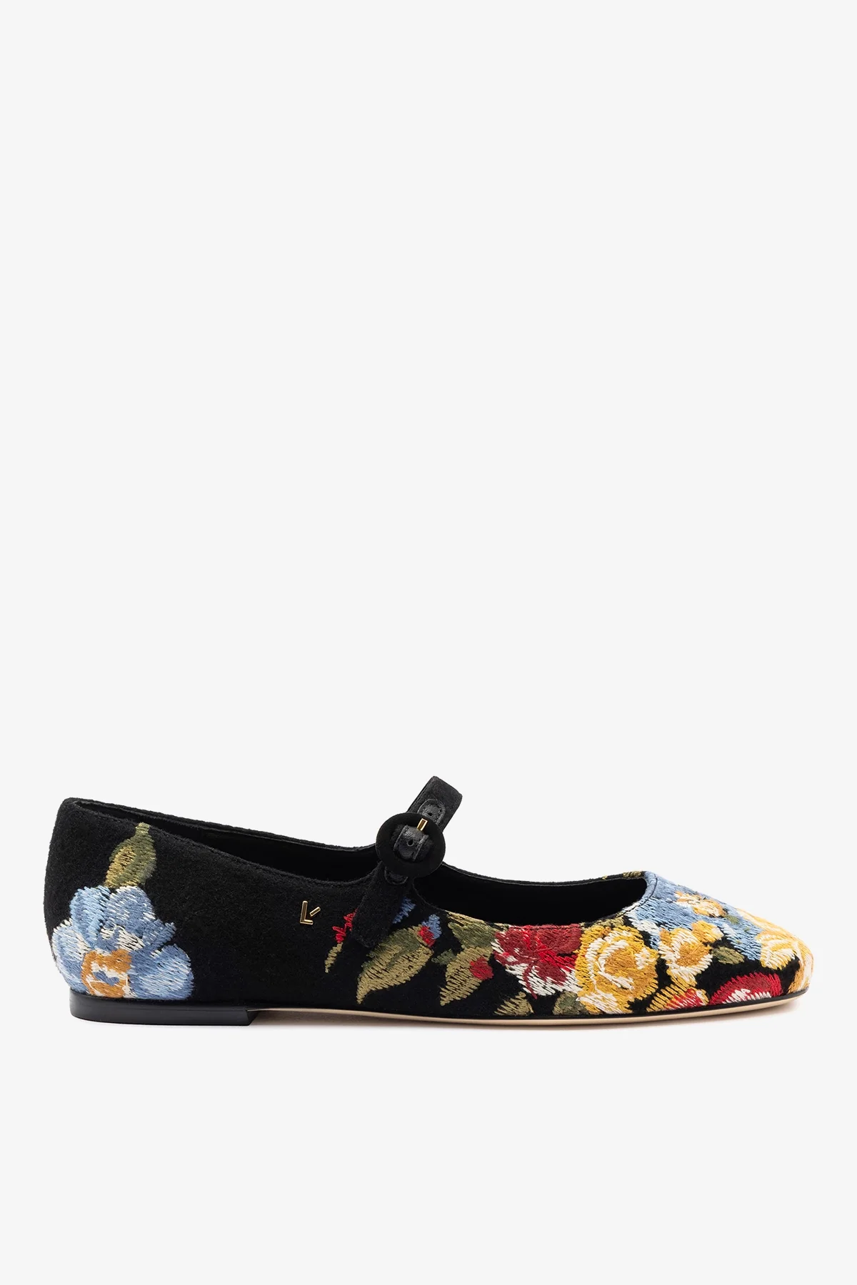 Larroudé x Markarian: Sapatilha Lã Preto Floral