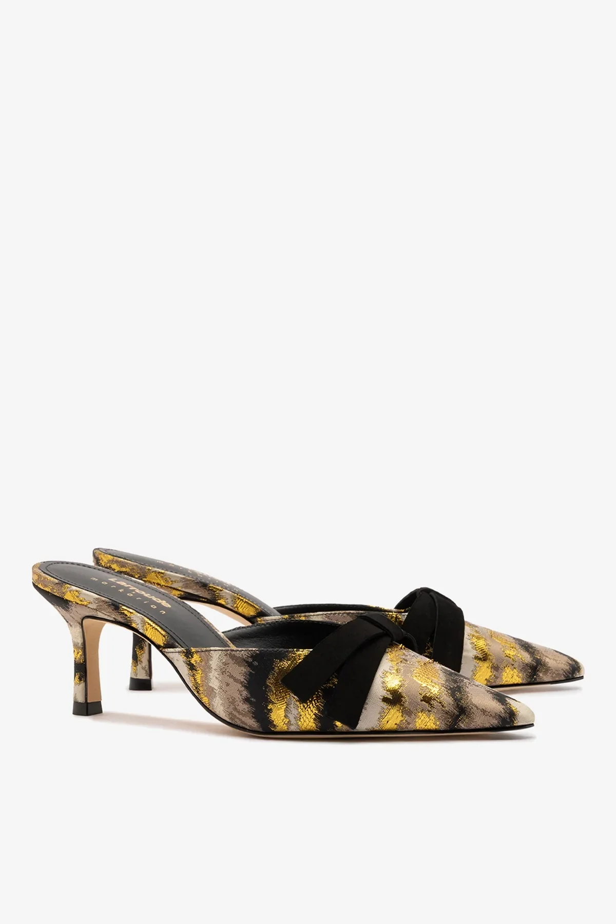 Larroudé x Markarian: Mule Brocado Estampado Dourado - Image 3